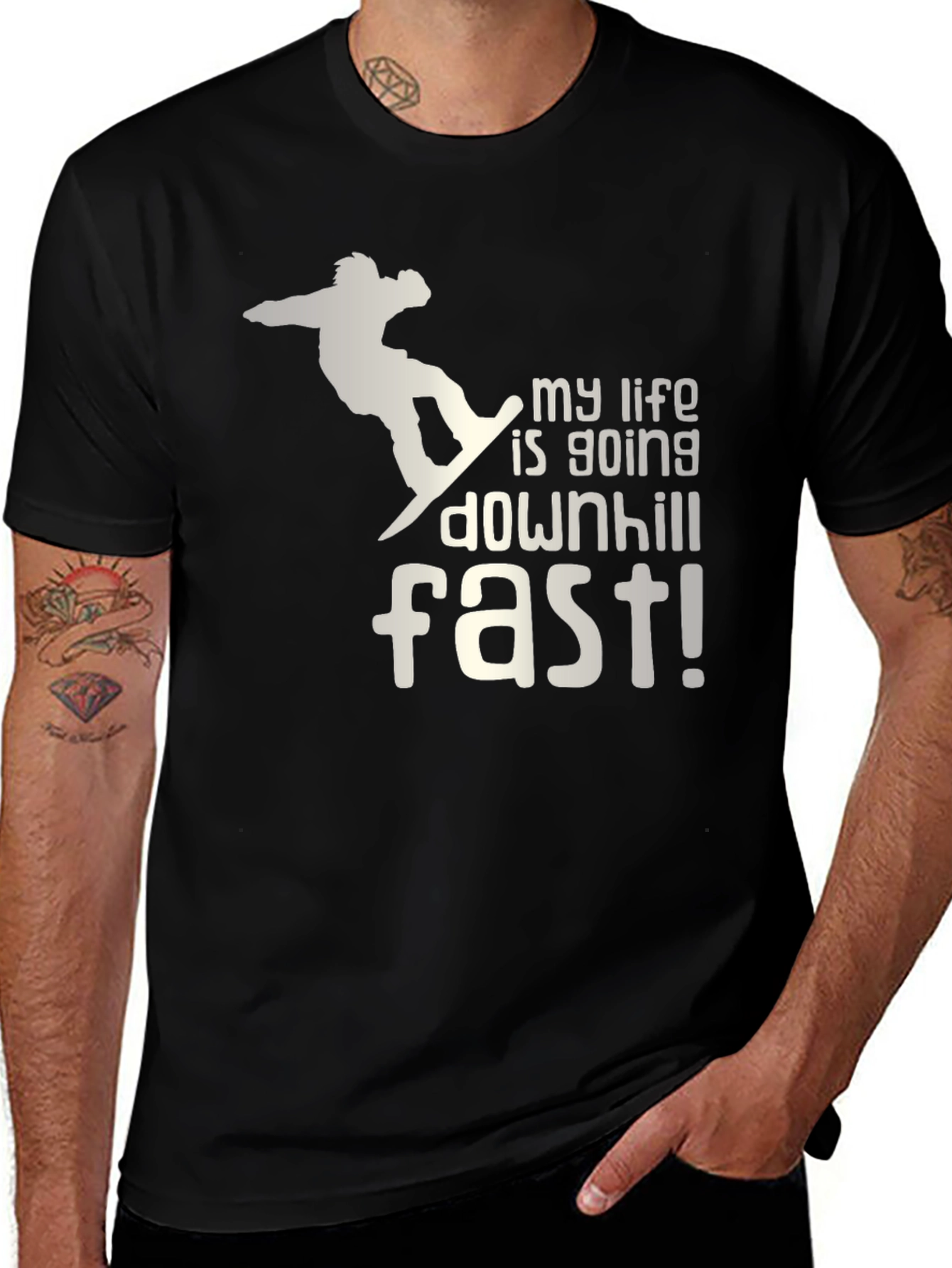 Variant 8 of Downhill Fast Tee - Funny Snowboarder T-Shirt