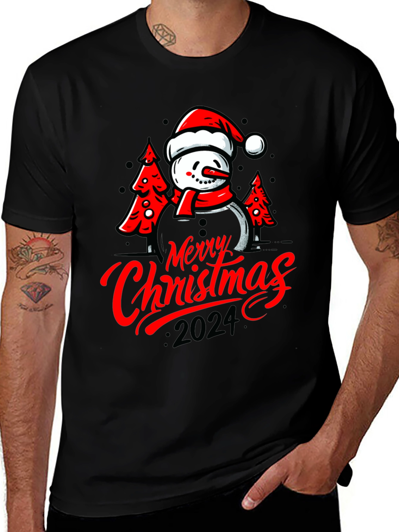 Merry Christmas 2024 Snowman Graphic T-Shirt