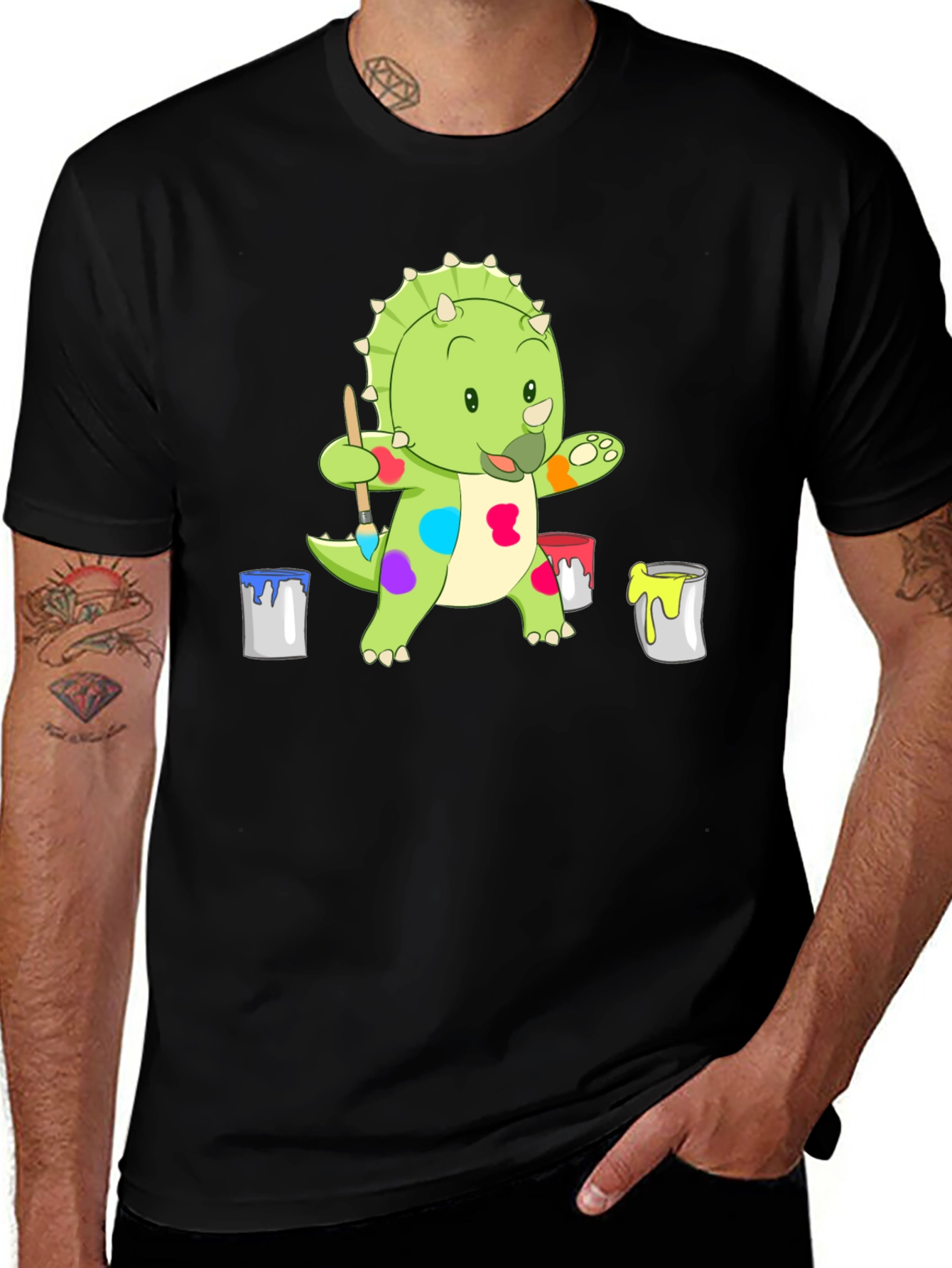 Variant 21 of Dino Painter T-Shirt - Cute Dinosaur Design