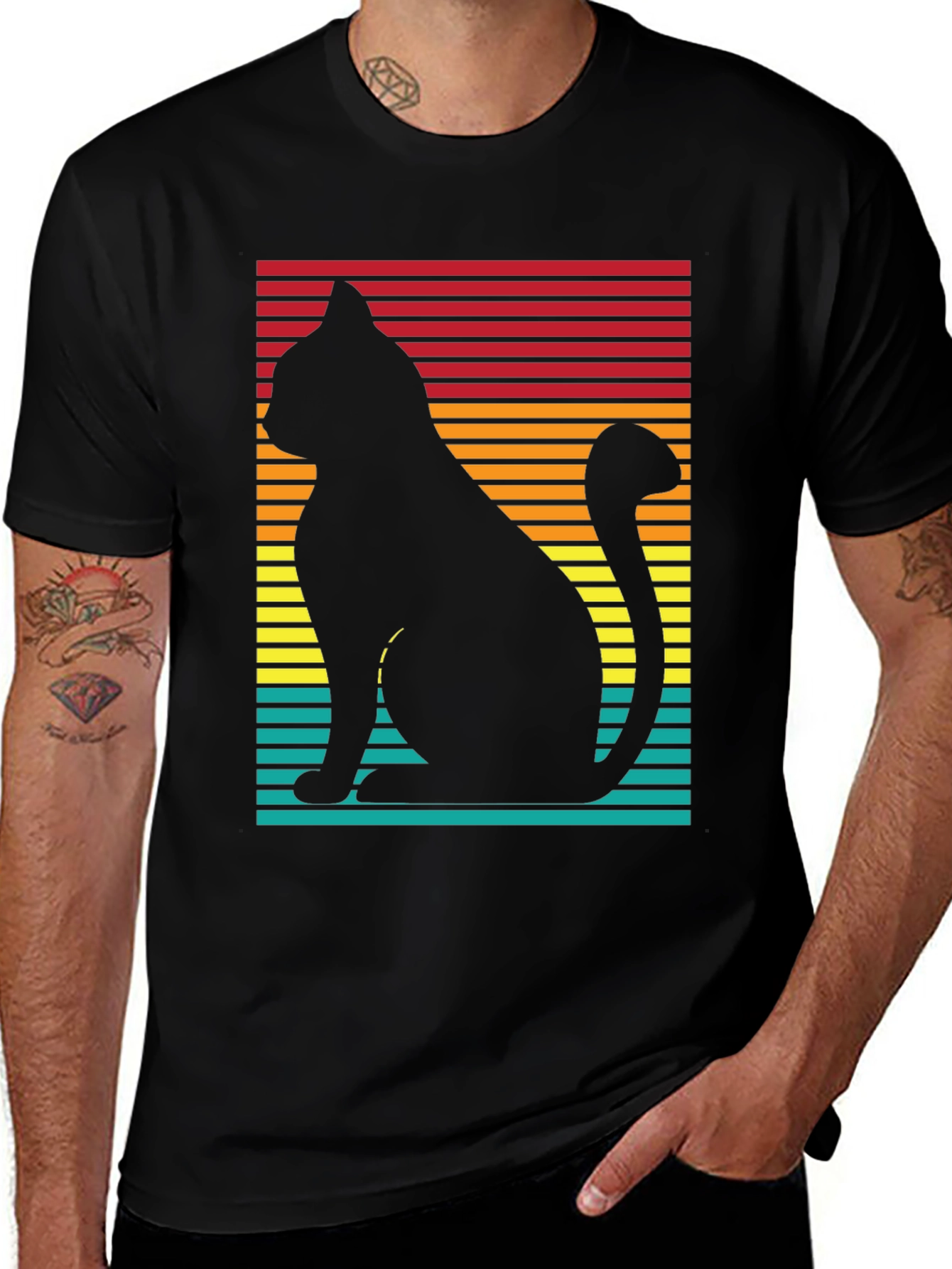 Variant 28 of Retro Cat Silhouette T-Shirt
