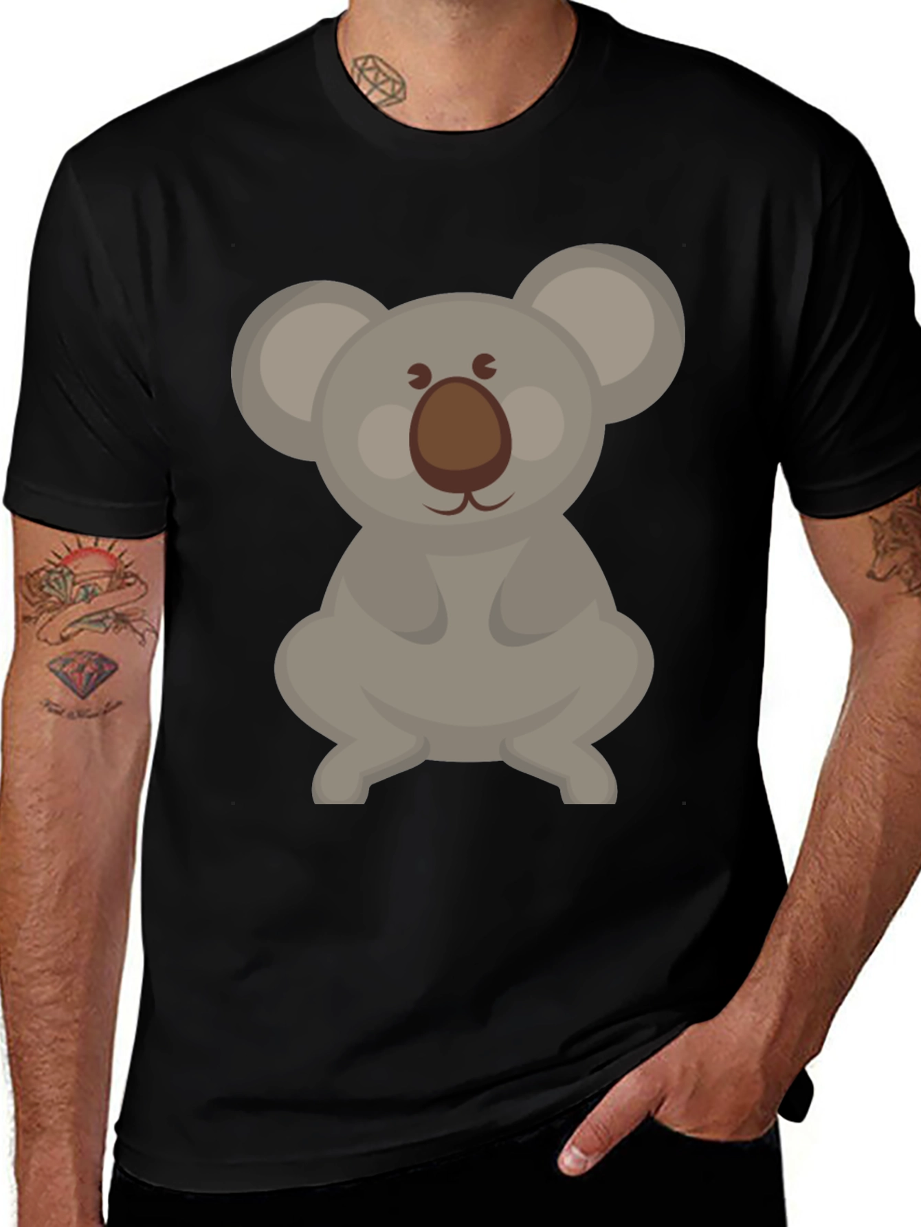 Variant 27 of Cute Koala Cartoon Graphic Black T-Shirt