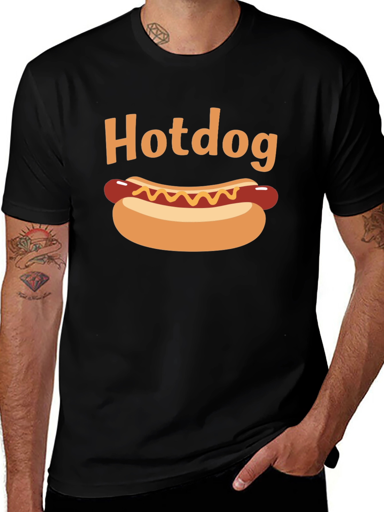Variant 17 of Hotdog Graphic Black T-Shirt