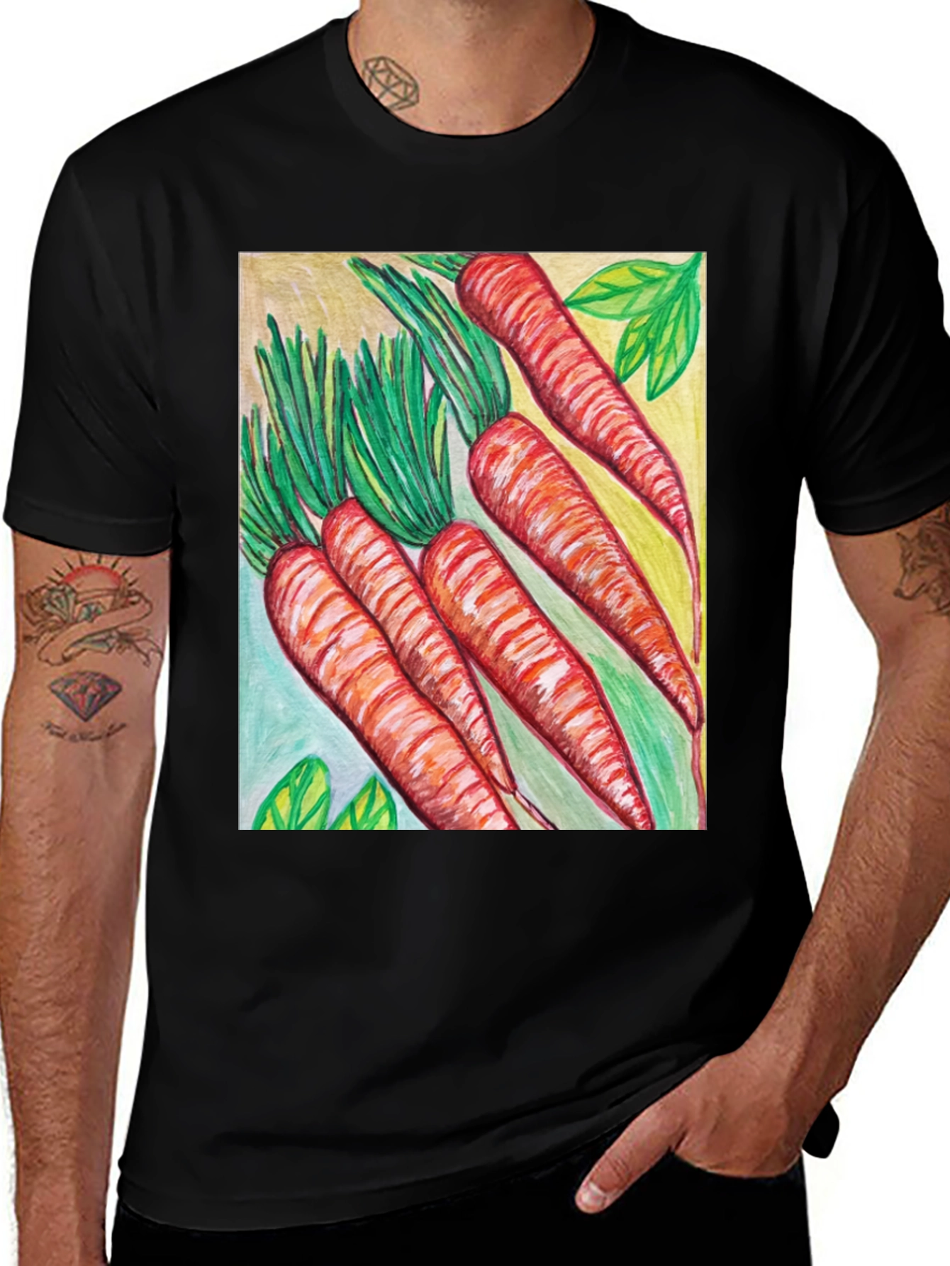 Black Carrot Art Graphic Tee - Quirky Unisex T-Shirt main image