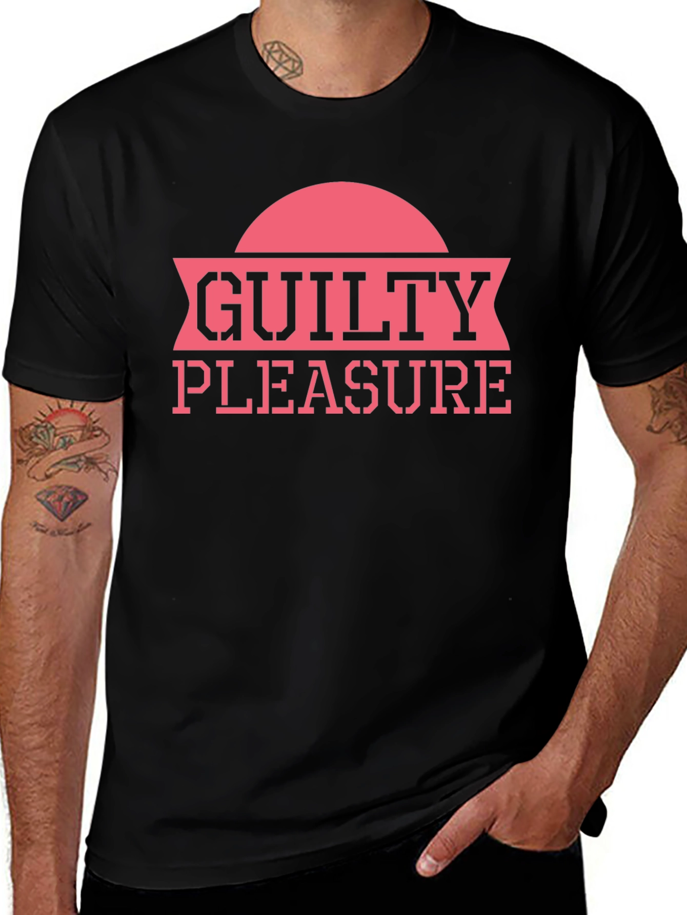 Variant 16 of Guilty Pleasure Graphic Tee - Black Cotton T-Shirt