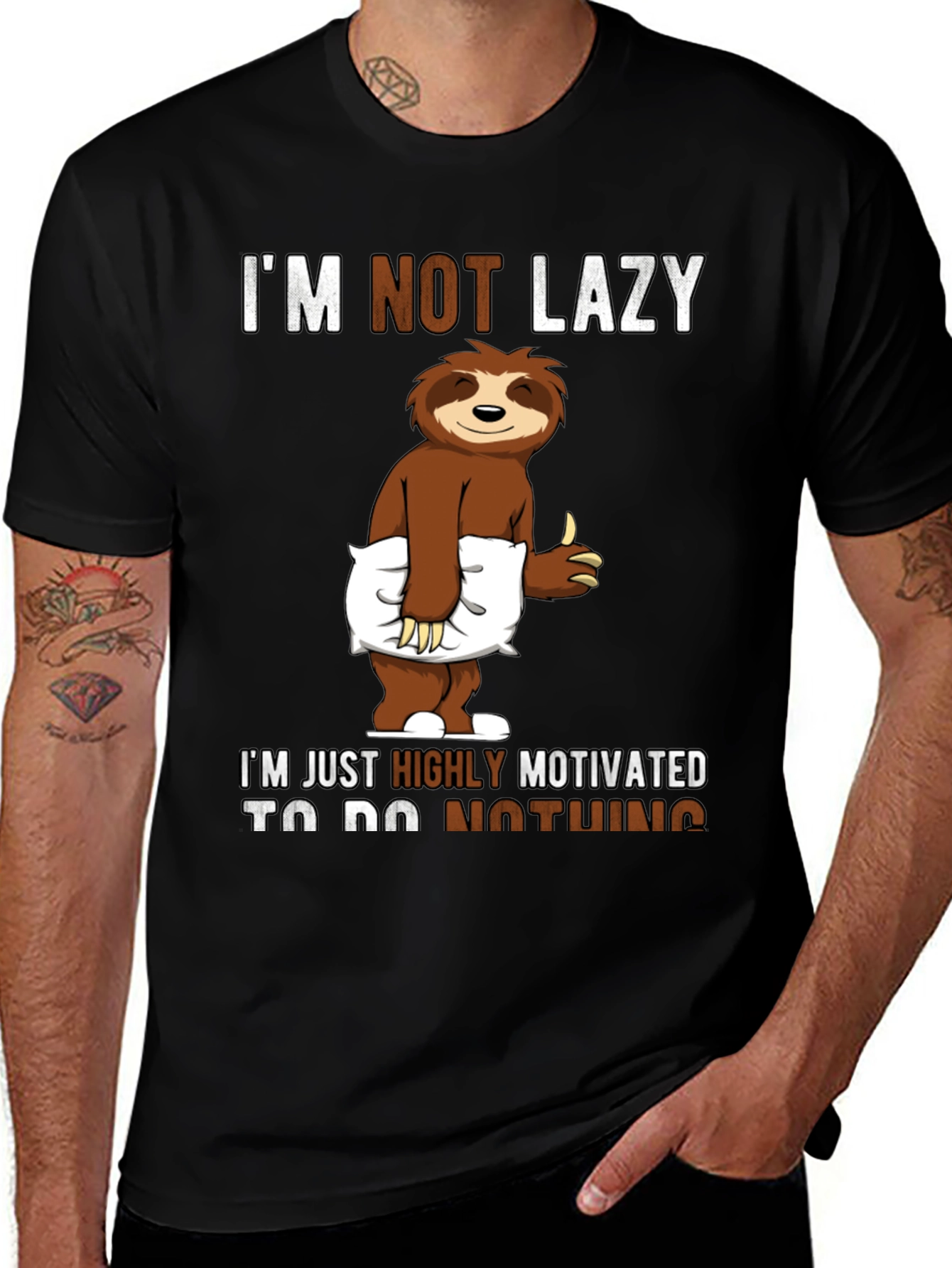Variant 8 of Lazy Sloth Graphic T-Shirt - Motivation Humor Tee