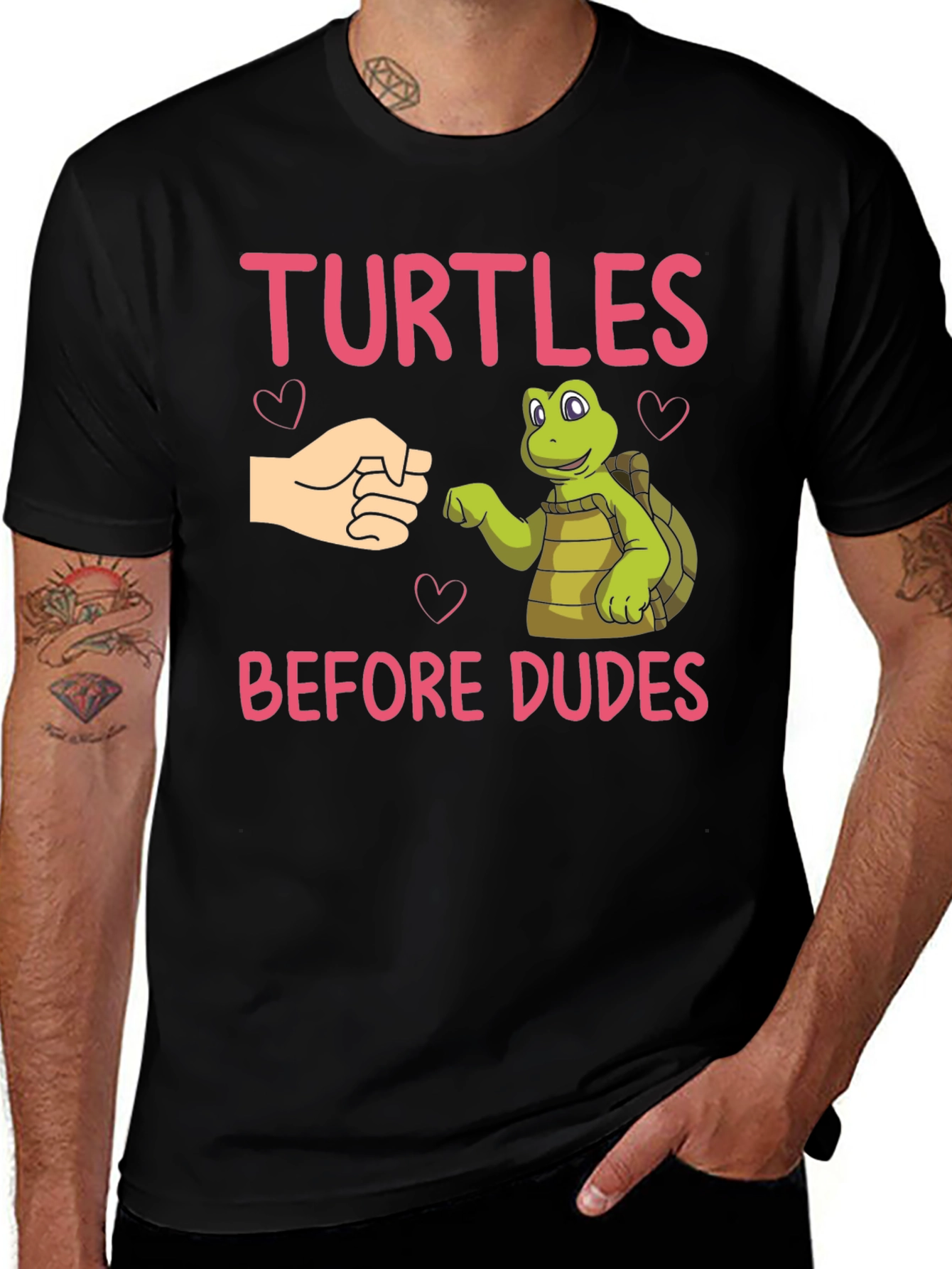 Variant 14 of Turtles Before Dudes Black T-Shirt