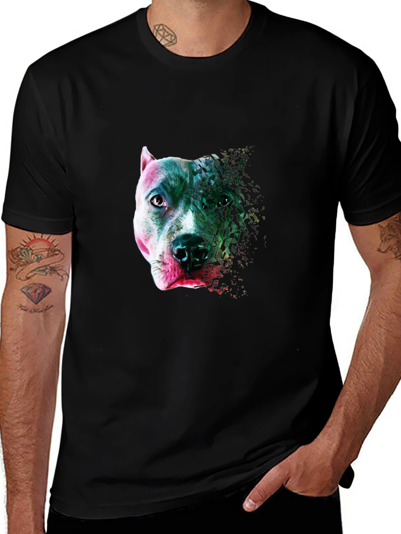 Black Pitbull Head Graphic T-Shirt - Stylish Men's Tee main image