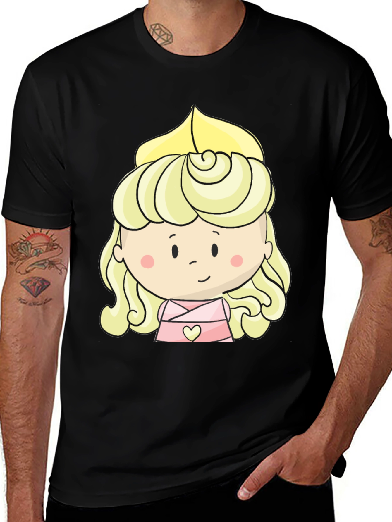 Cute Blonde Cartoon Girl Graphic T-Shirt