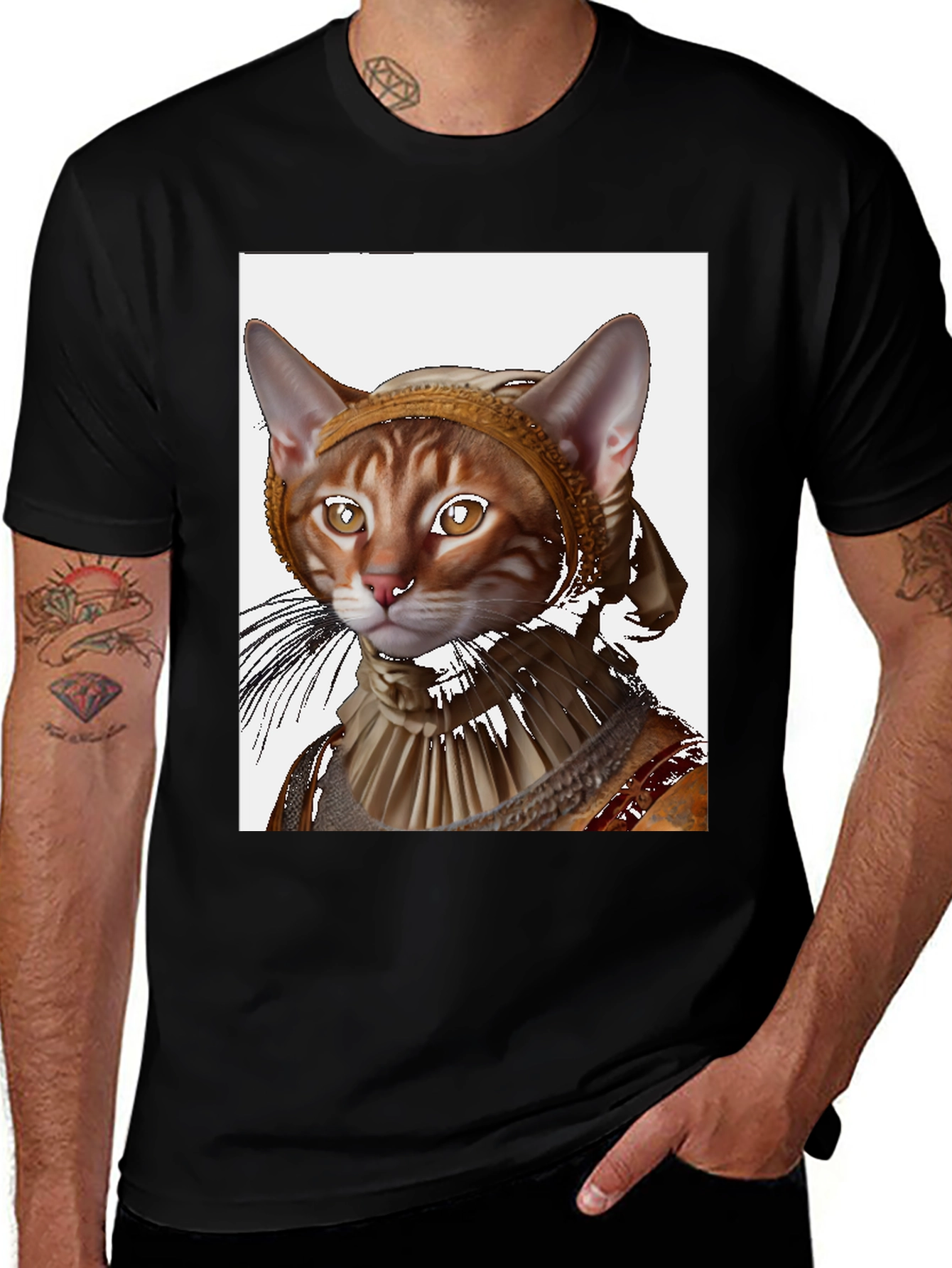 Variant 17 of Renaissance Cat T-Shirt - Unique Graphic Tee