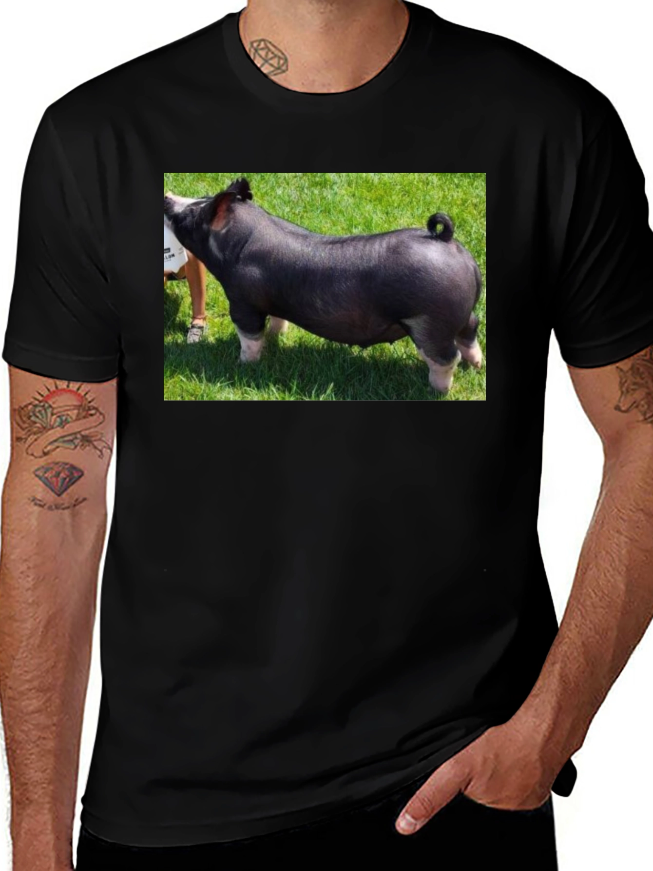 Variant 13 of Black T-Shirt with Pig Graphic Tee
