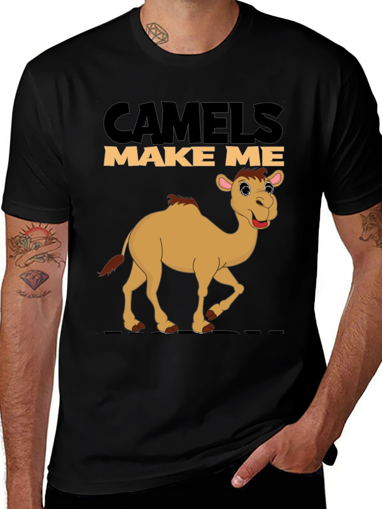 Variant 22 of Camels Make Me Smile Black T-Shirt