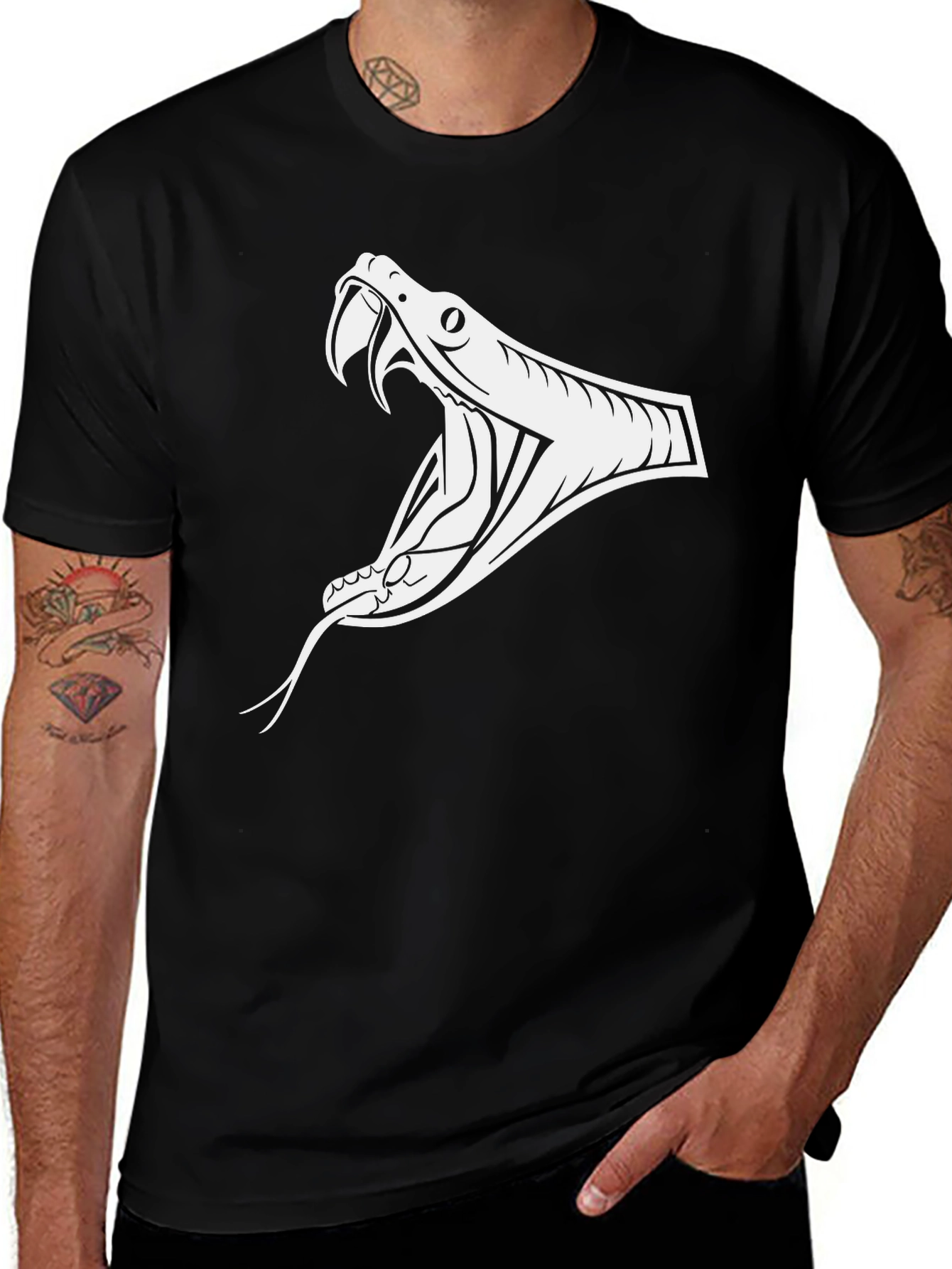 Variant 24 of Snake Fang Graphic Tee - Black