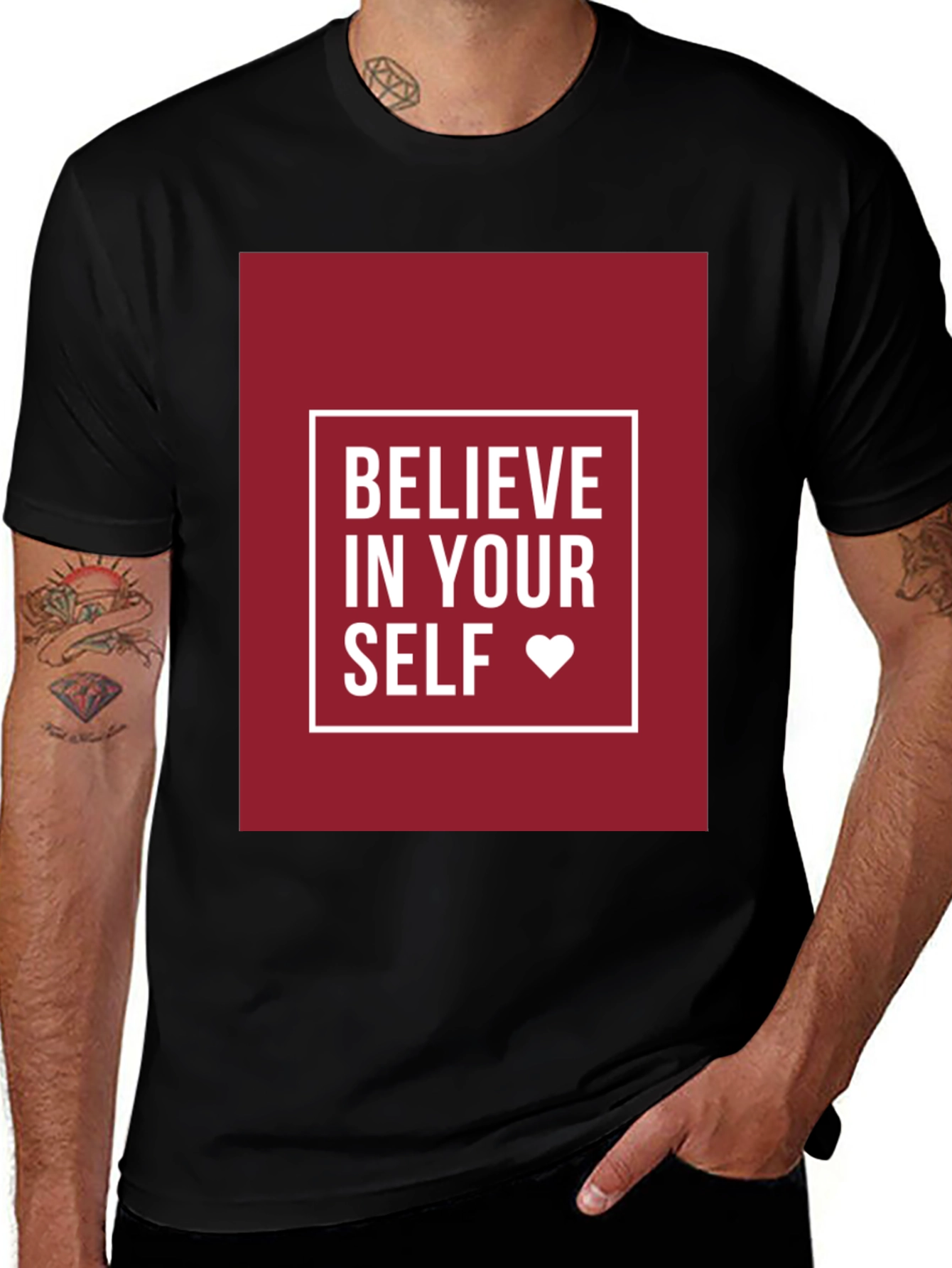 Variant 25 of Believe In Yourself Graphic Tee - Black Cotton Blend