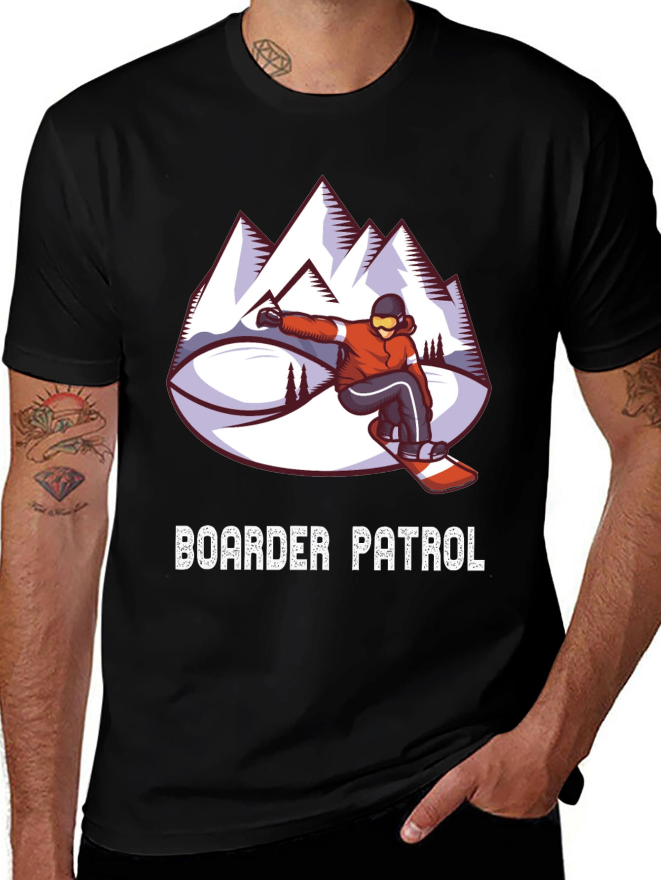 Variant 7 of Boarder Patrol Graphic Tee - Snowboarding T-Shirt