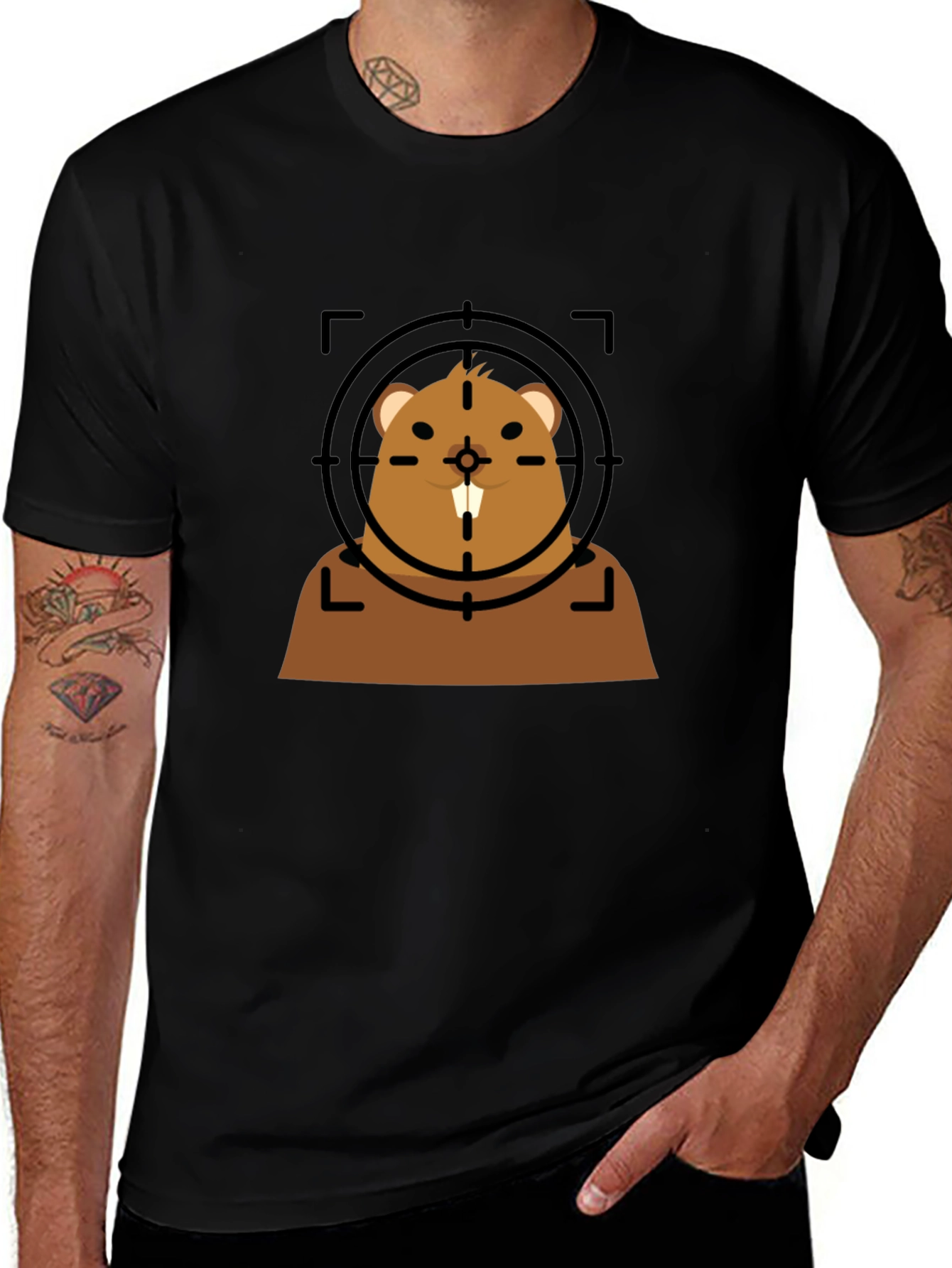 Variant 24 of Funny Beaver Target T-Shirt - Novelty Graphic Tee