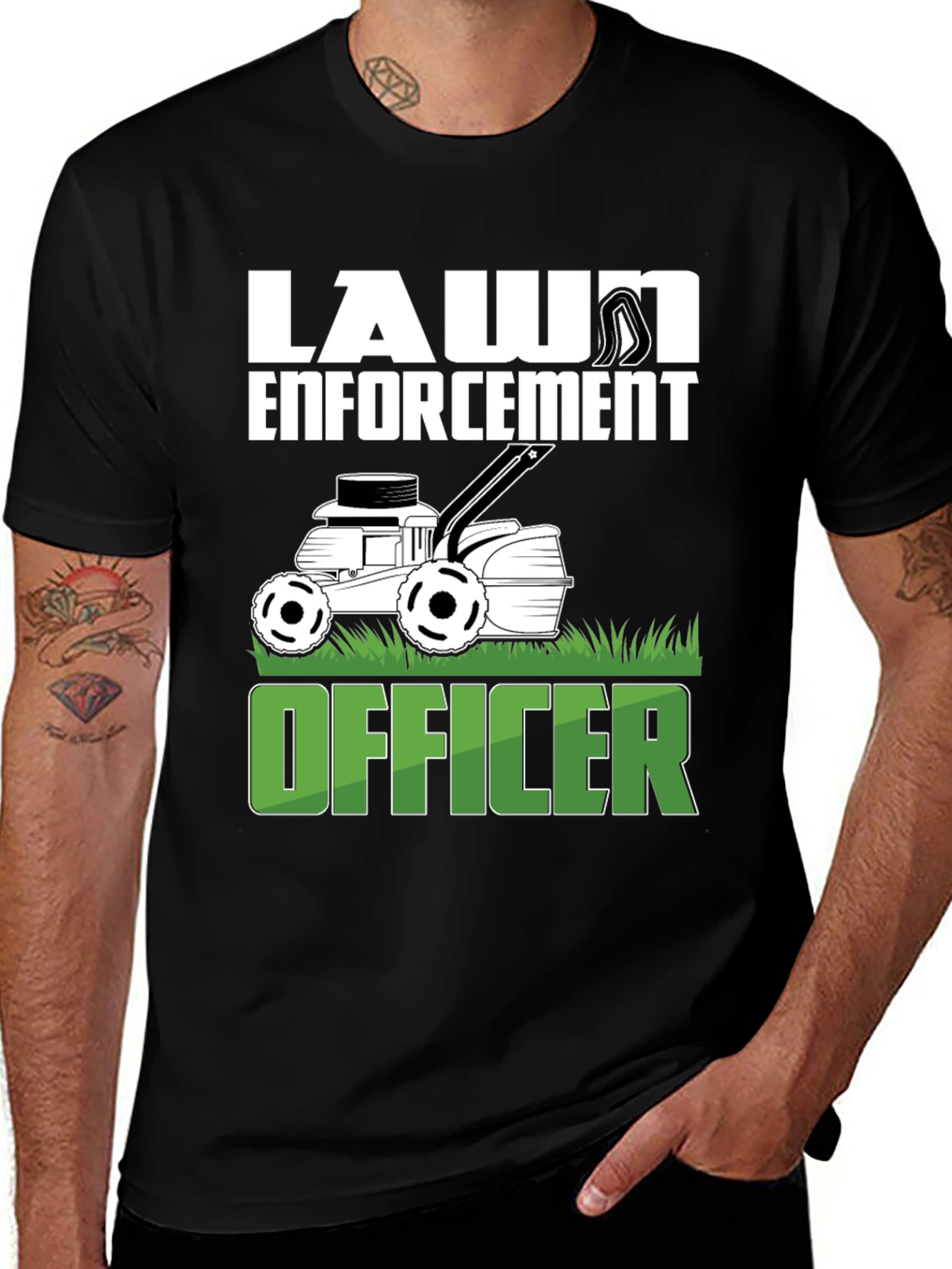 Variant 11 of Lawn Enforcement Officer Graphic T-Shirt