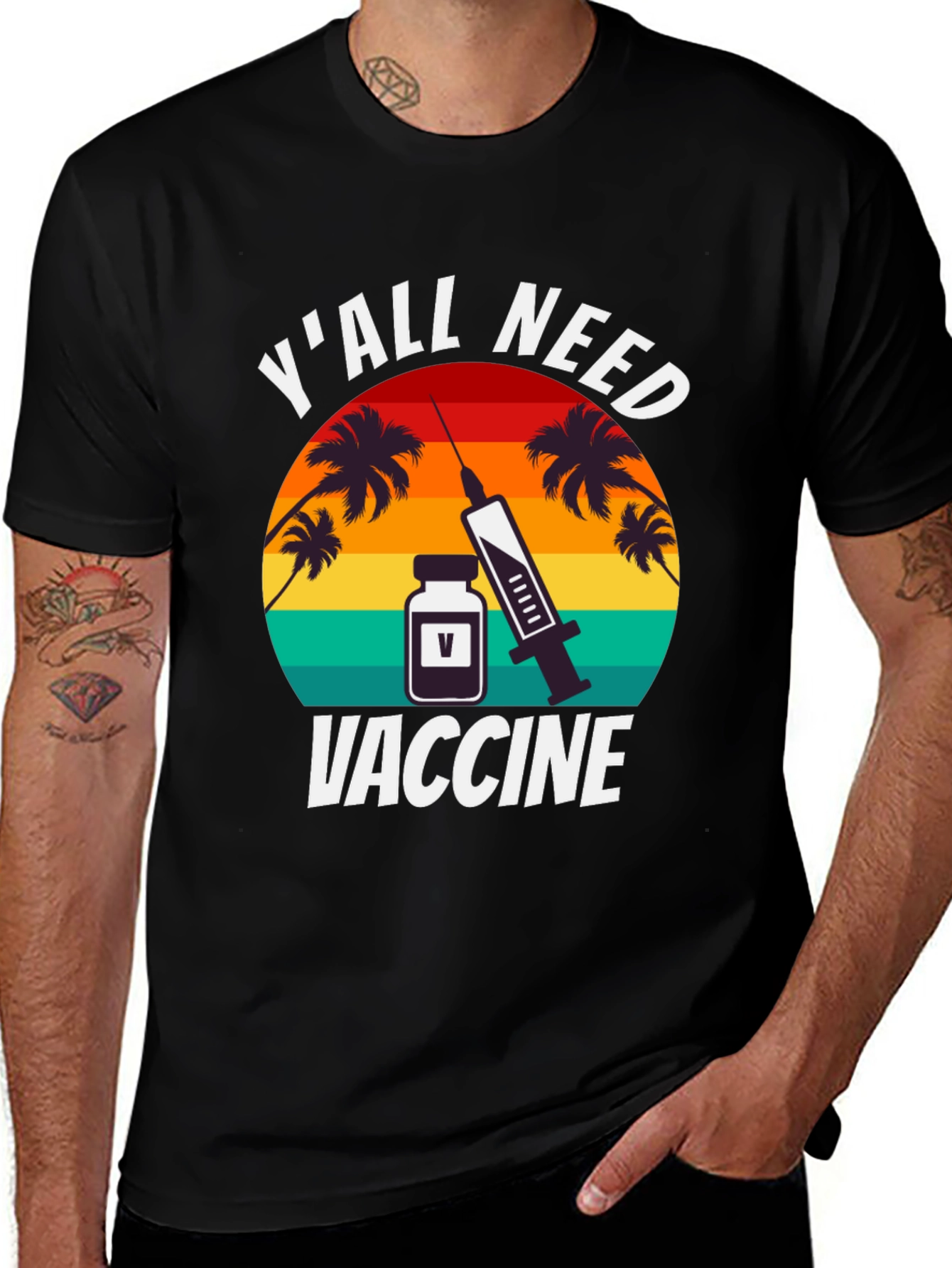 Black Y'all Need Vaccine Graphic T-Shirt main image