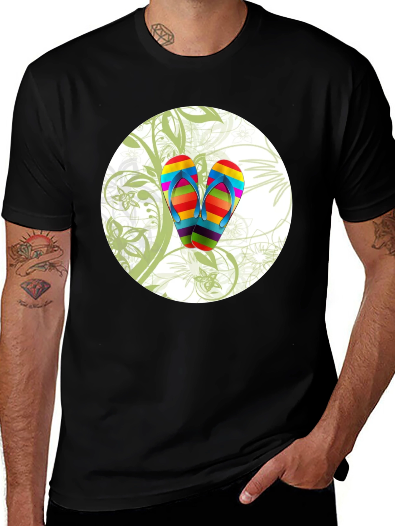 Variant 10 of Rainbow Flip Flops Graphic Tee