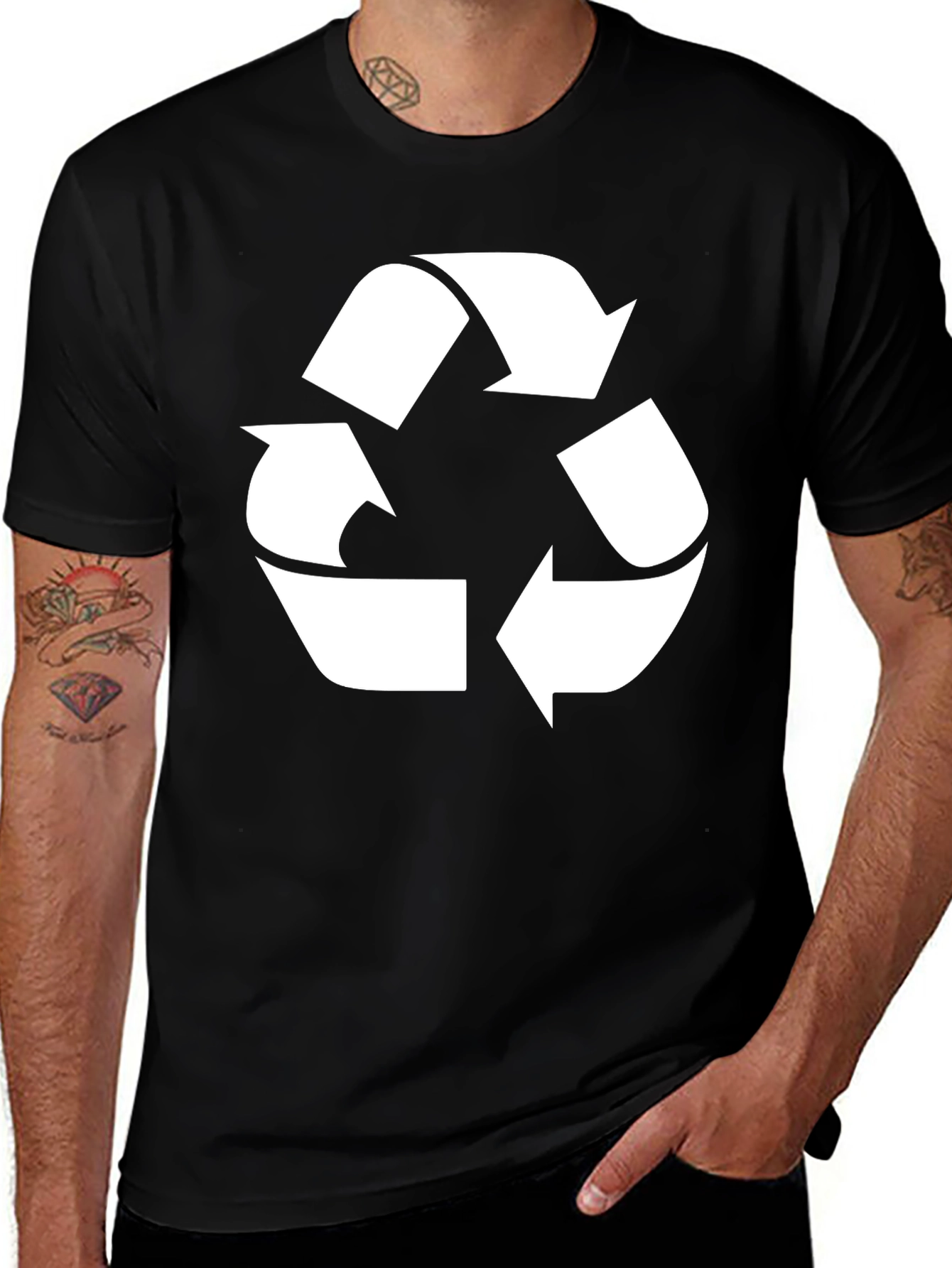 Variant 12 of Recycle Graphic Tee - Eco-Friendly Black T-Shirt