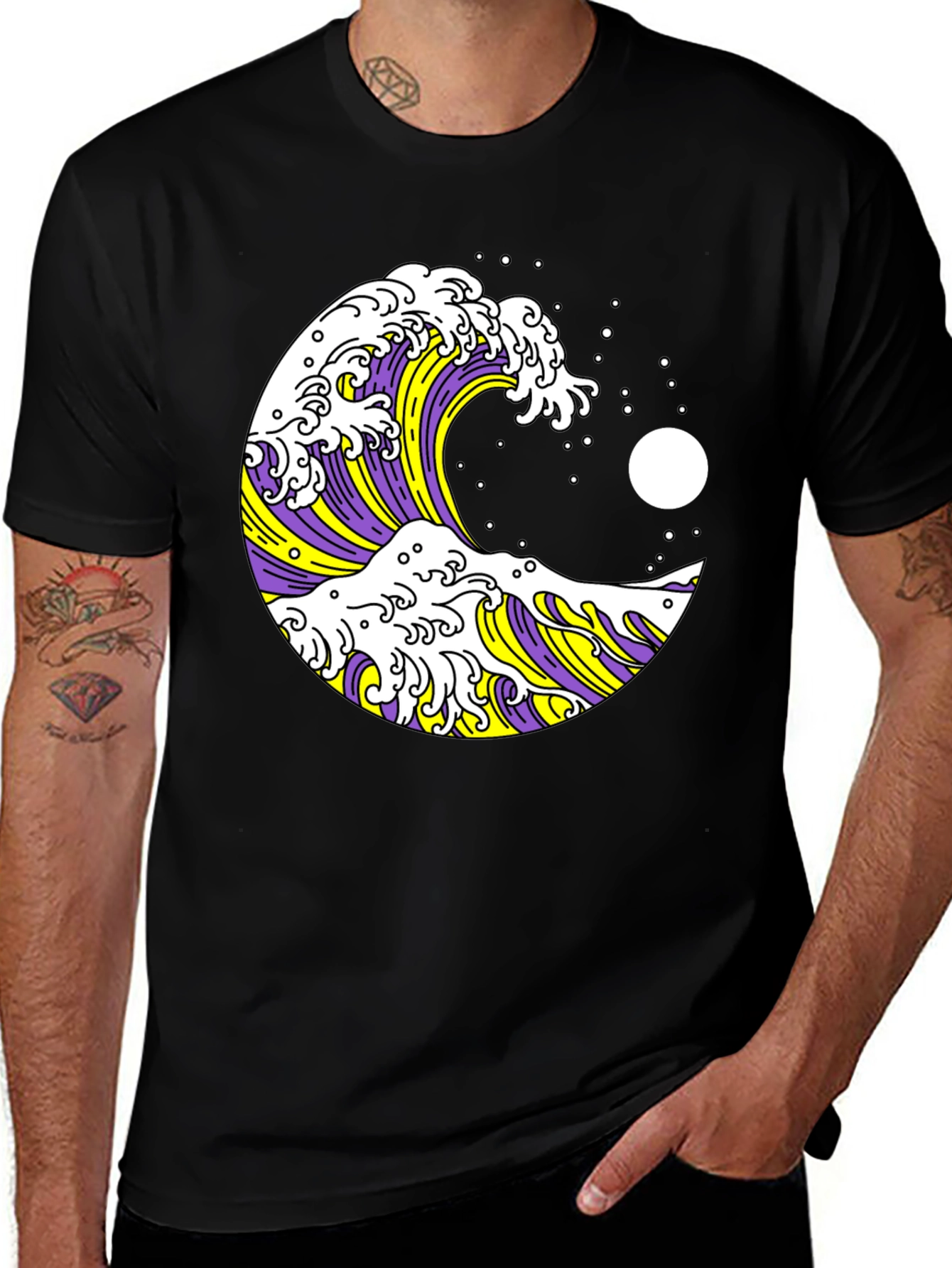 Variant 4 of Great Wave Graphic Tee - Black