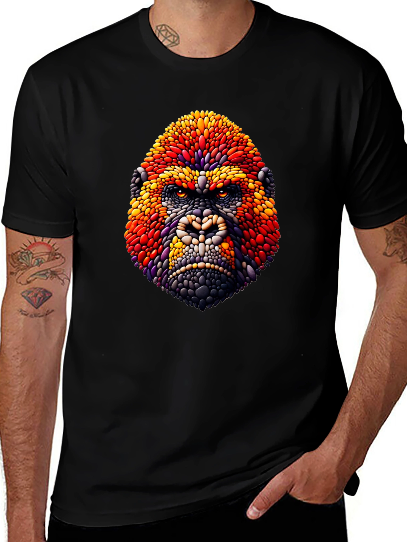 Variant 11 of Abstract Gorilla Graphic Tee - Black