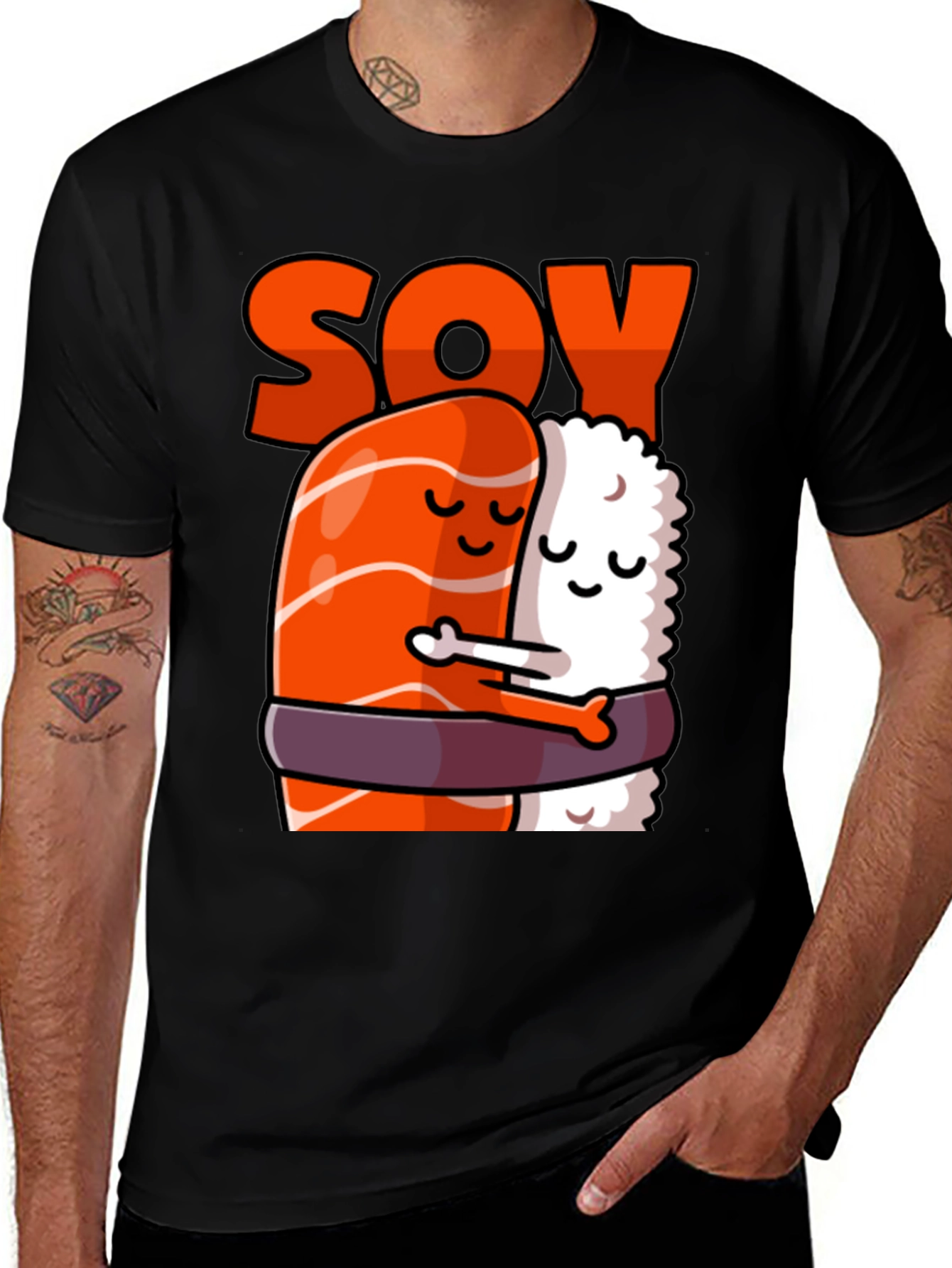 Soy Sushi Hug T-Shirt - Cute Cartoon Food Tee