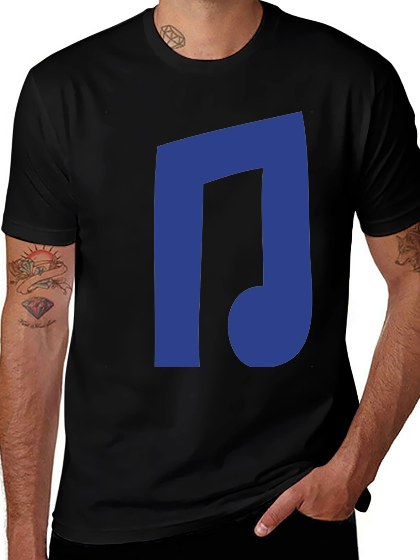 Black Blue Music Note Black T-Shirt main image