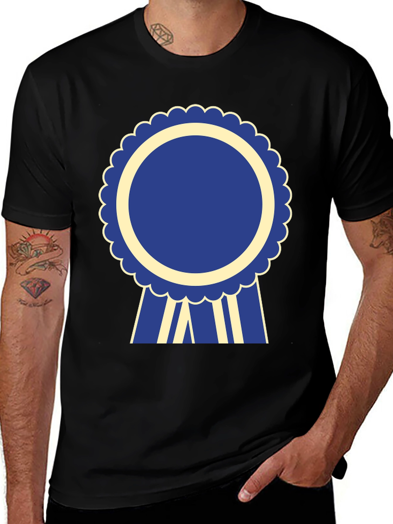 Variant 5 of Award Ribbon Graphic Tee - Black Cotton T-Shirt