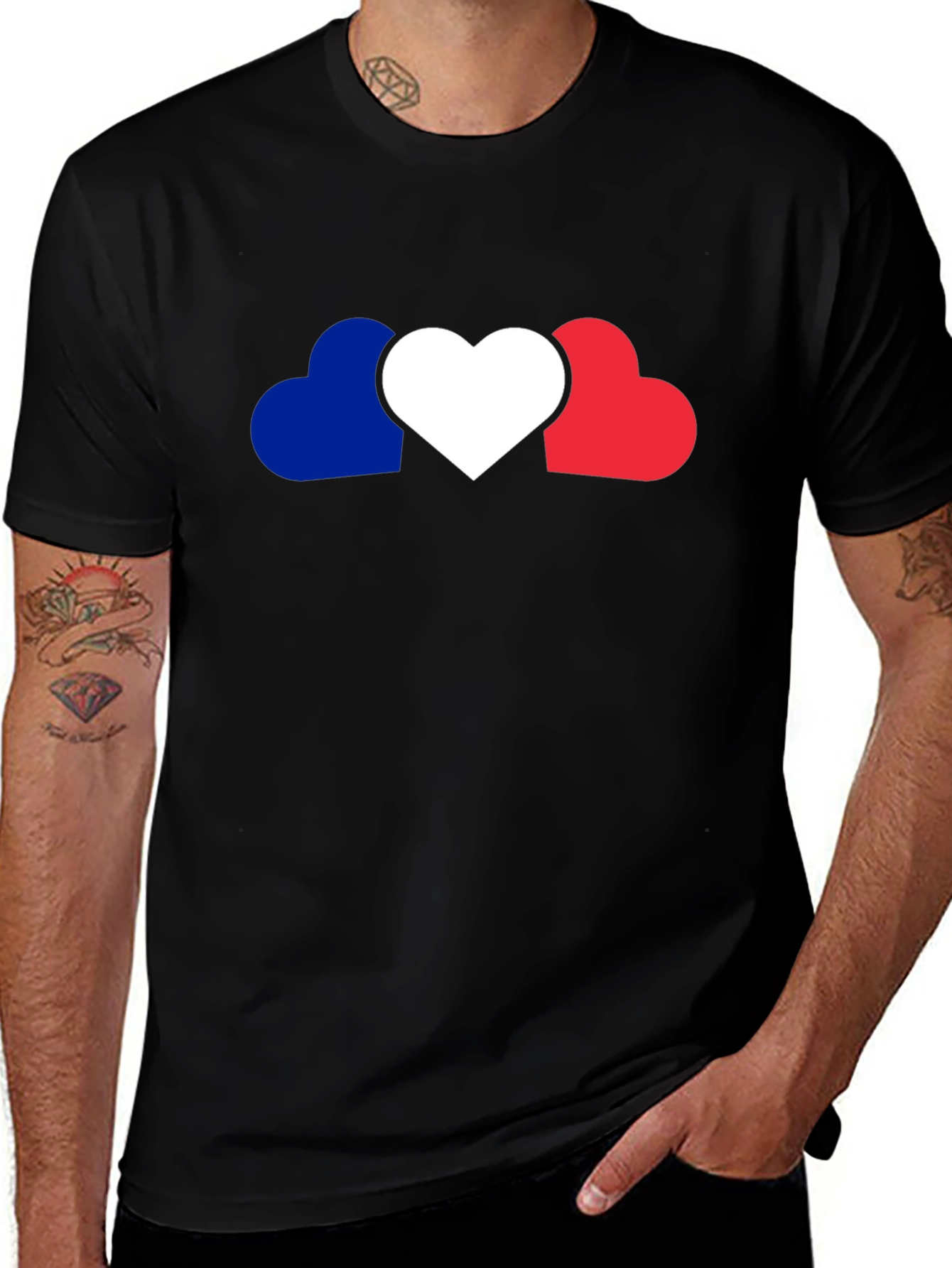 Variant 15 of Tricolor Heart Graphic Tee - Black