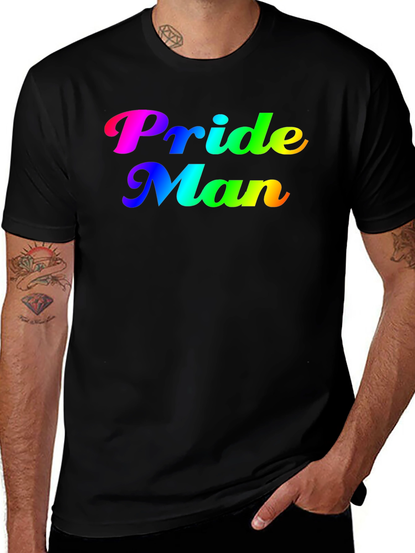 Variant 8 of Pride Man Rainbow Graphic Black T-Shirt