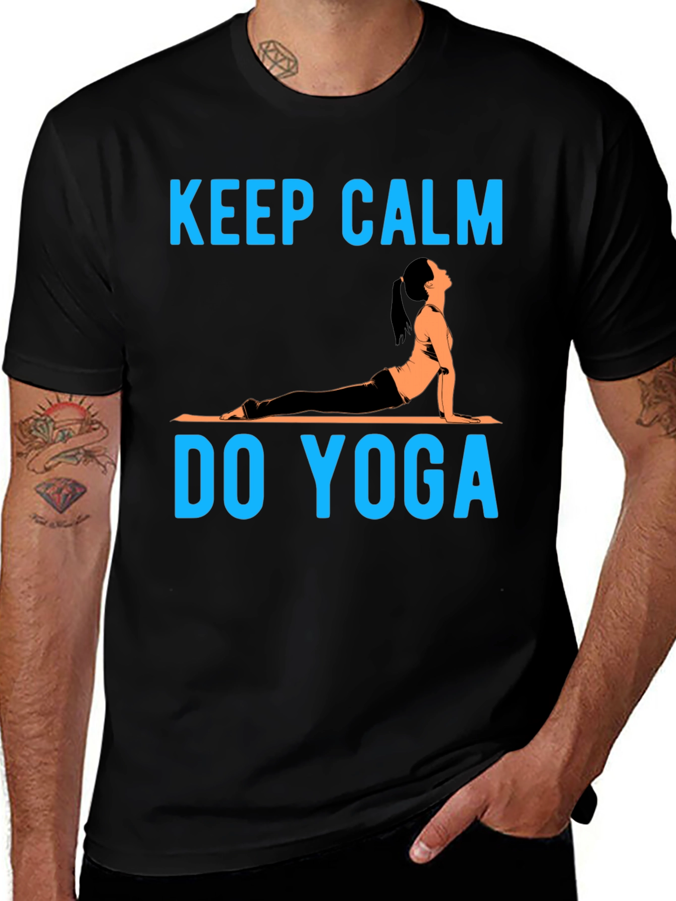 Black Keep Calm Do Yoga T-Shirt - Black Cotton Blend main image