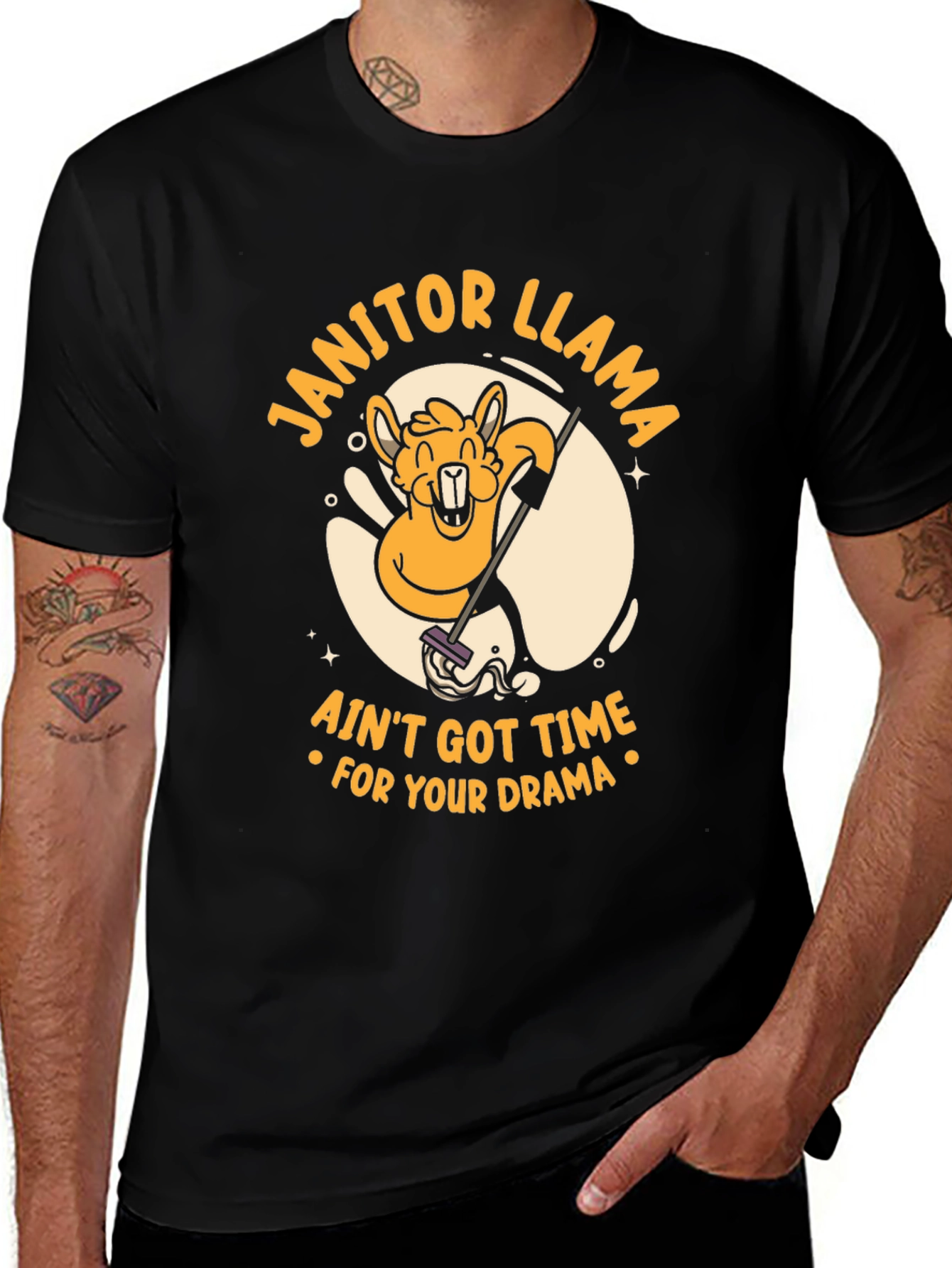 Janitor Llama T-Shirt - Ain't Got Time for Drama