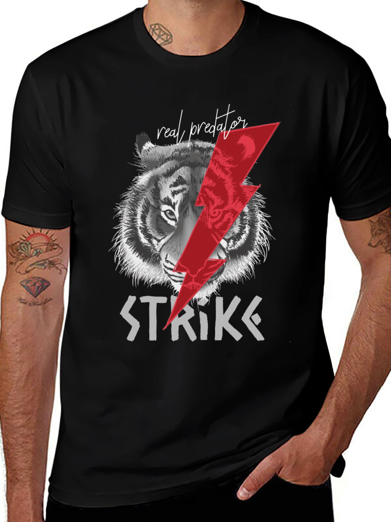Variant 29 of Strike Predator Graphic Tee - Black Cotton T-Shirt