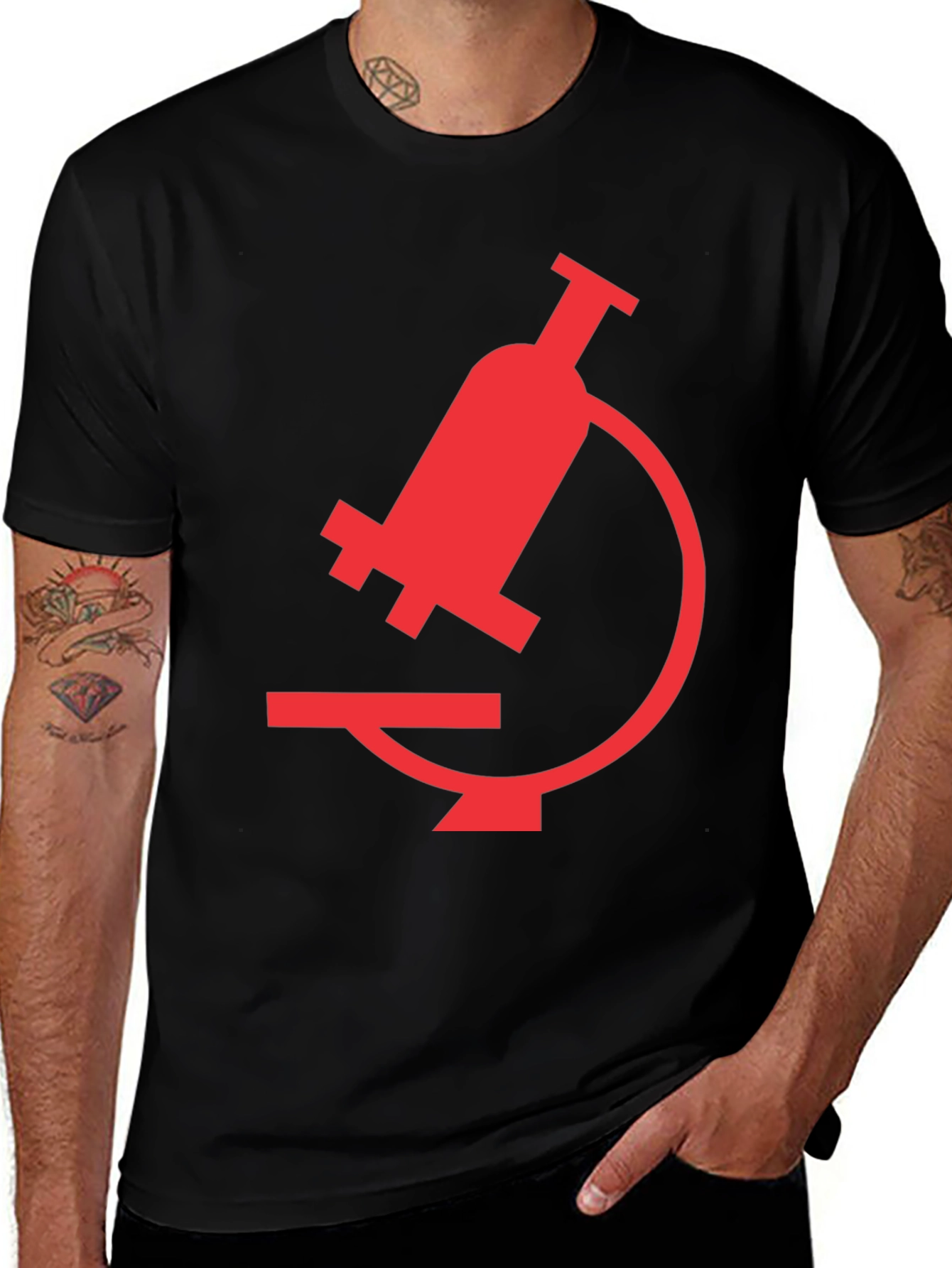 Variant 4 of Black T-Shirt with Red Microscope Graphic