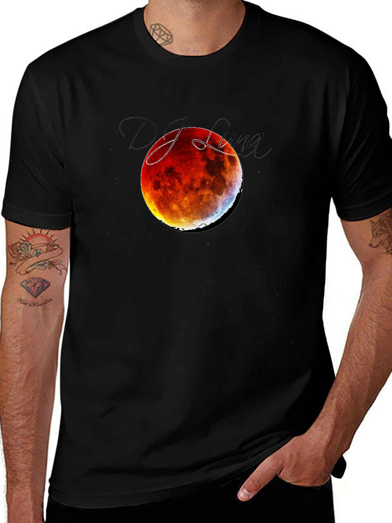 Variant 17 of Blood Moon Eclipse Black T-Shirt - DJ Luna