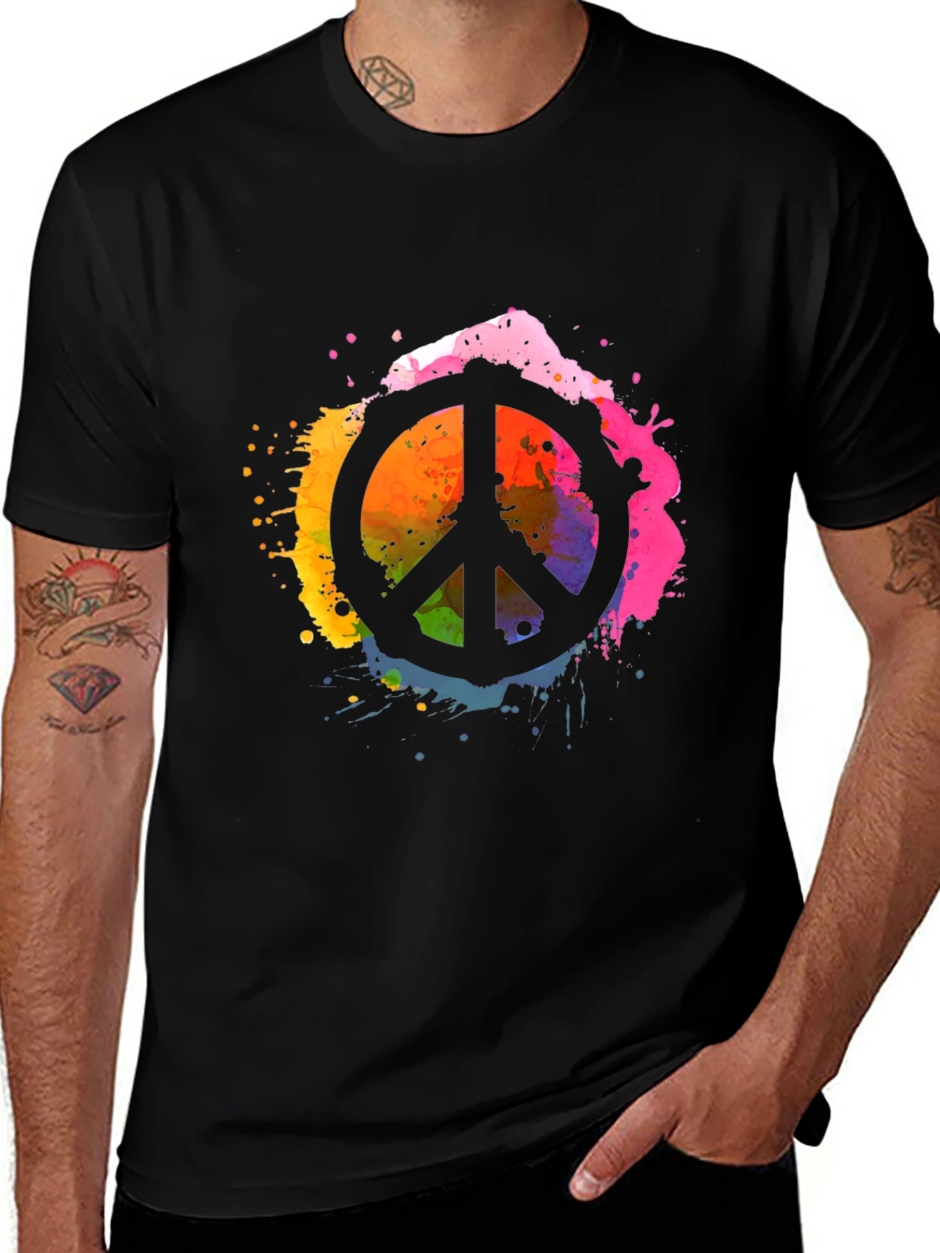 Variant 30 of Rainbow Peace Sign Black T-Shirt