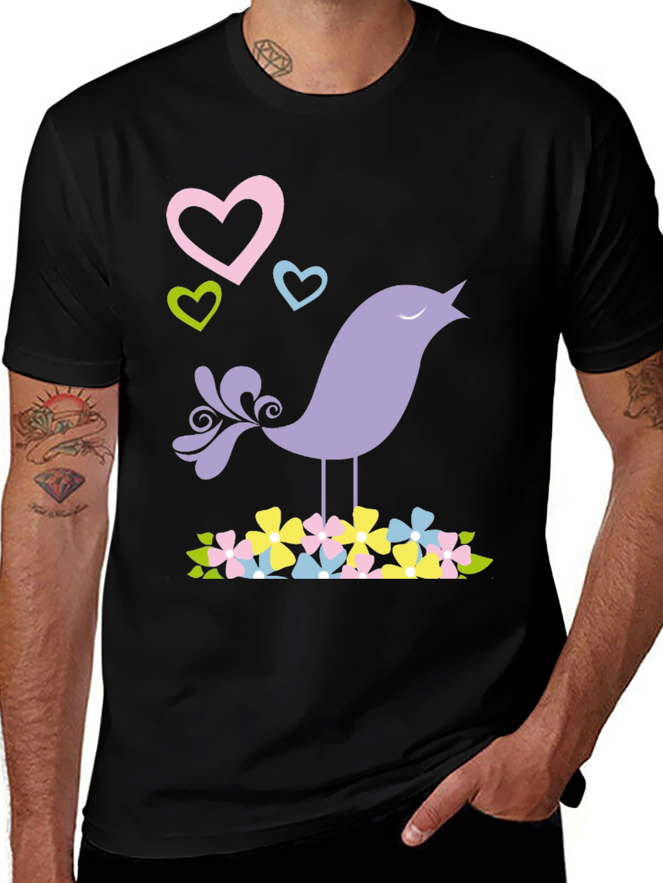 Variant 26 of Cute Bird & Hearts Graphic Tee