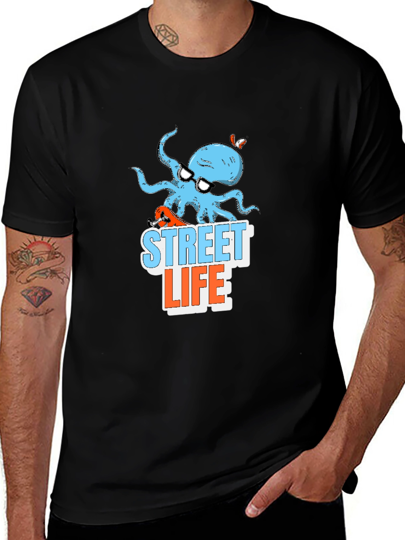Black Street Life Octopus Graphic T-Shirt main image