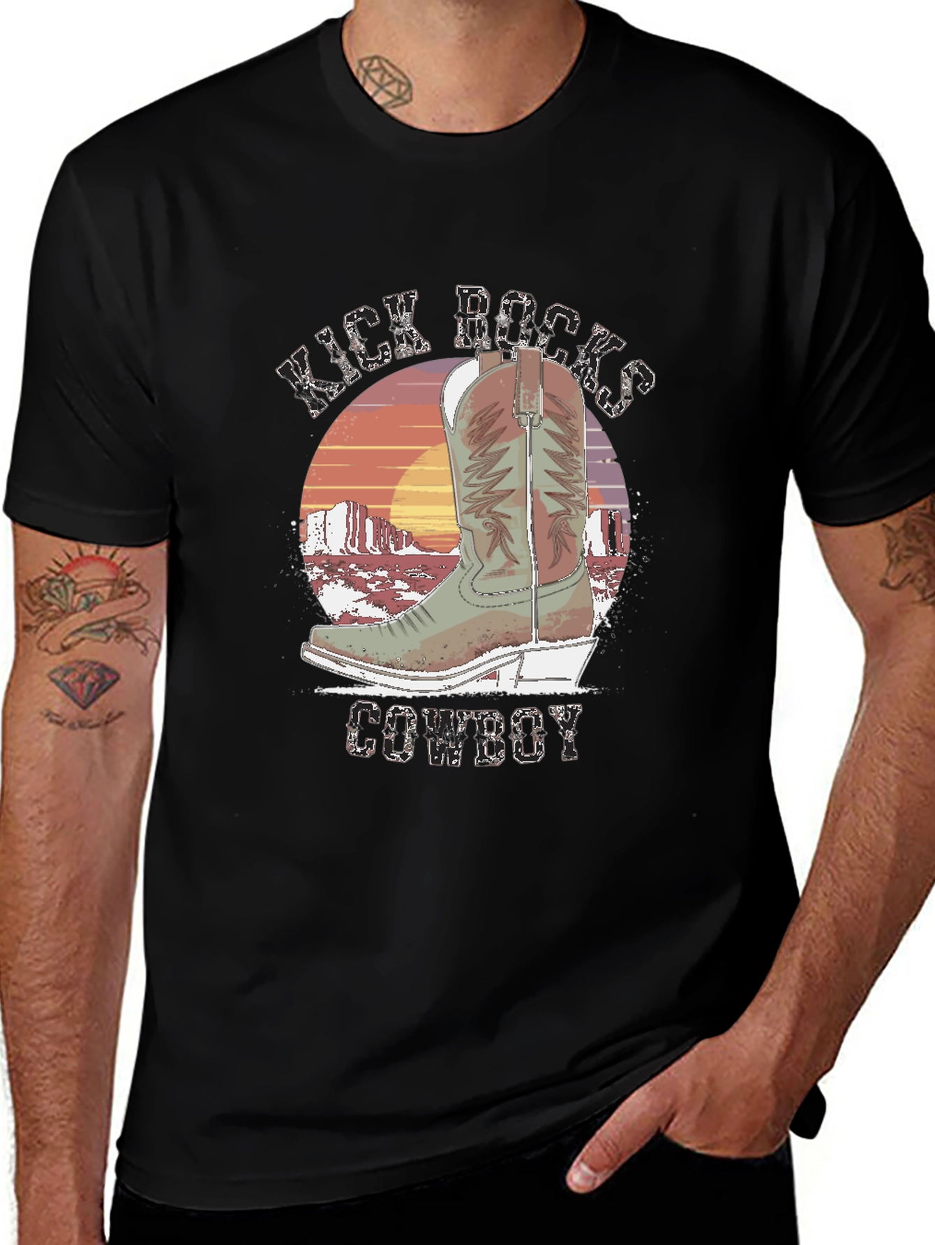 Variant 17 of Kick Rocks Cowboy T-Shirt, Western Style Graphic Tee