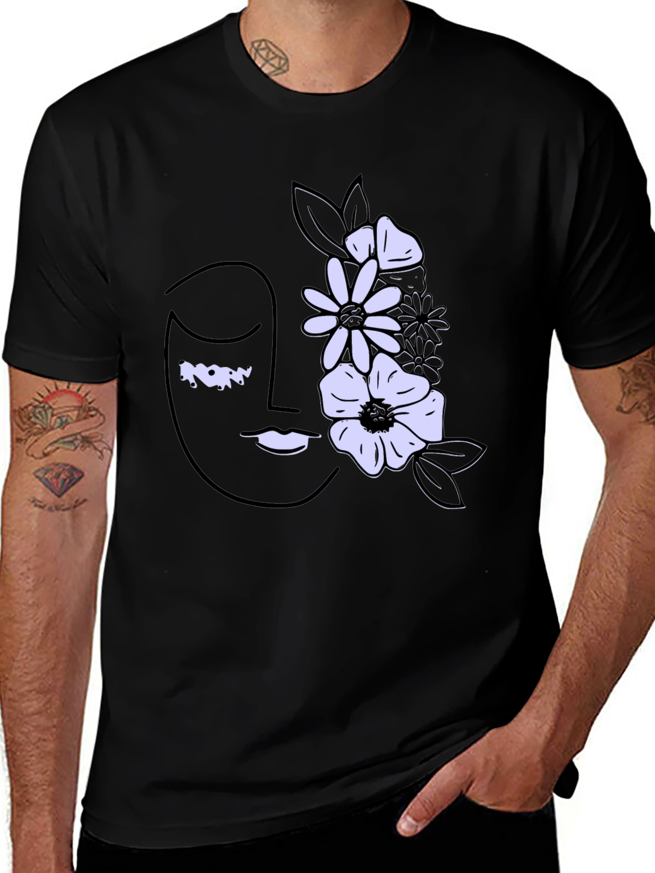 Variant 19 of Floral Face Graphic T-Shirt - Stylish Men's Tee