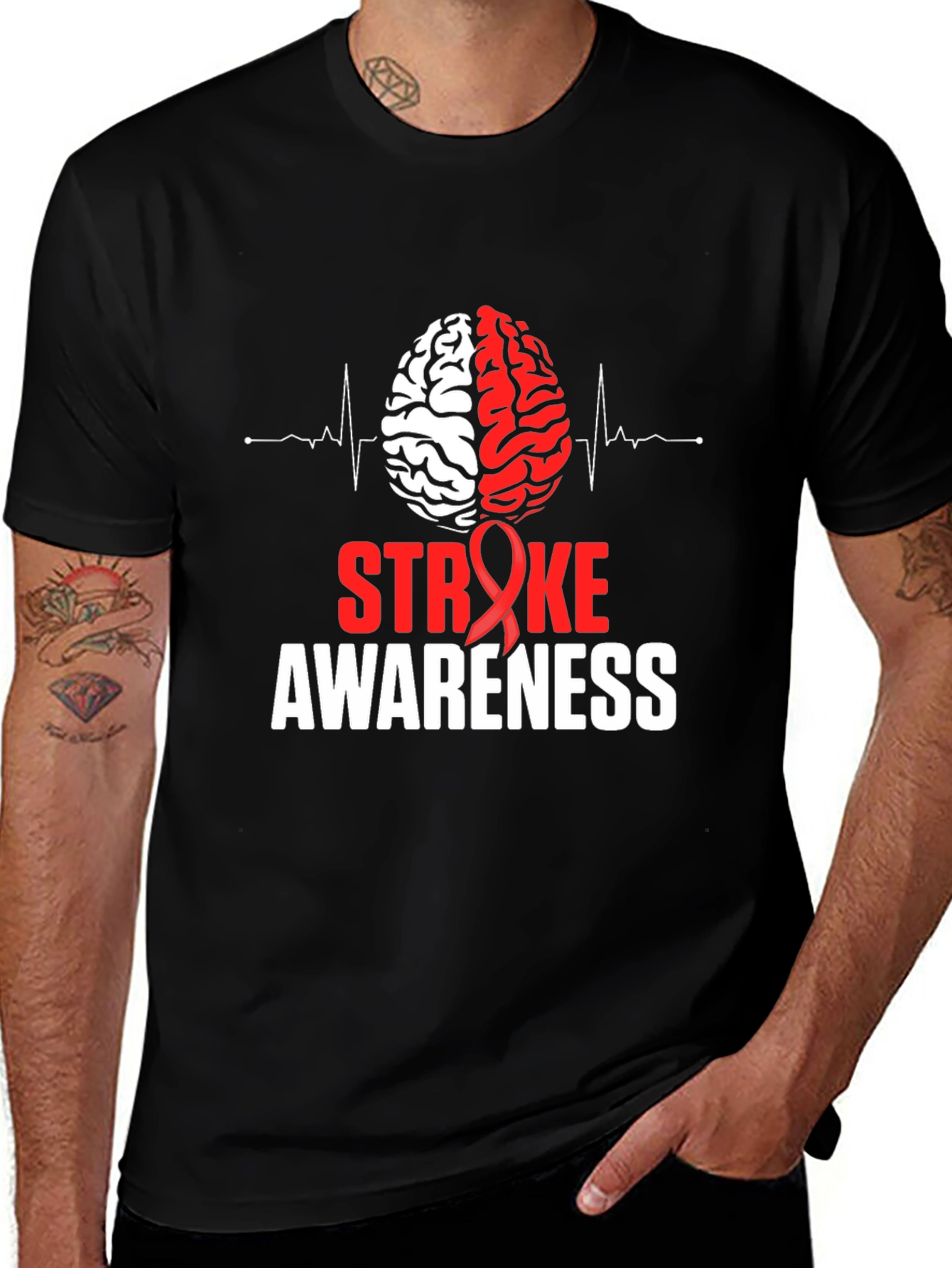 Stroke Awareness T-Shirt Brain Design Tee
