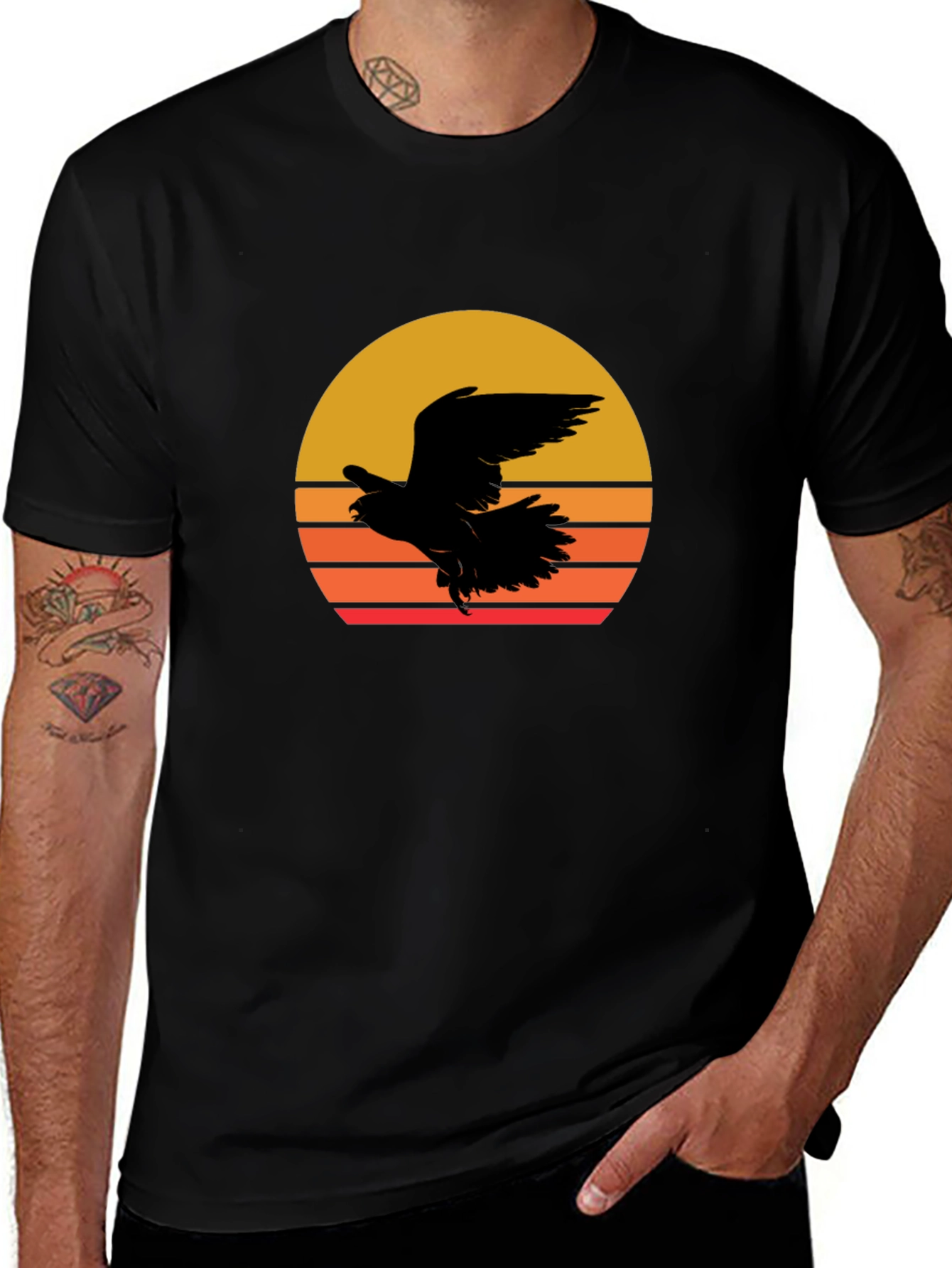 Variant 21 of Sunset Eagle Graphic Tee - Black