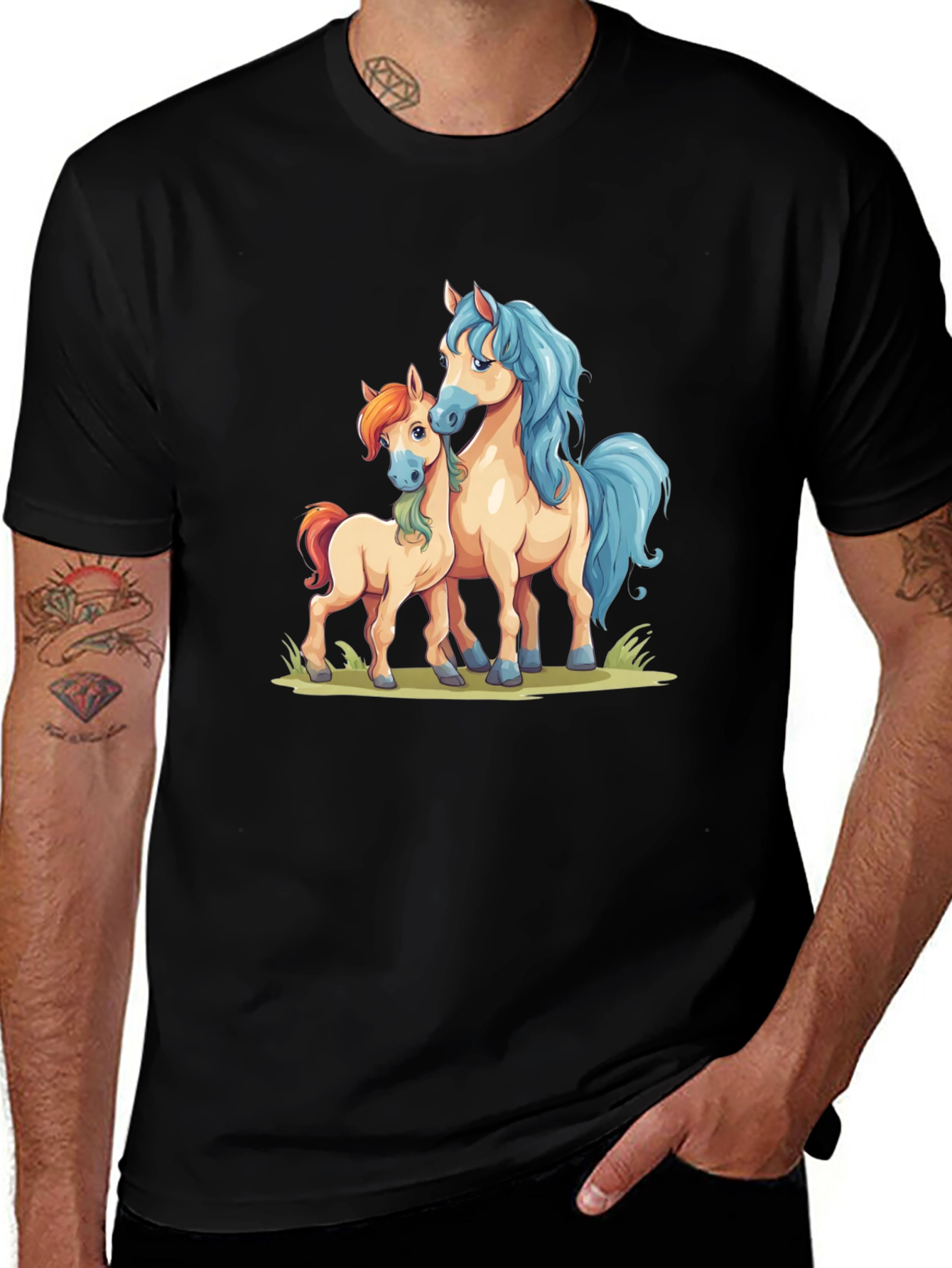 Cartoon Horse Graphic Tee - Cute Unisex Shirt