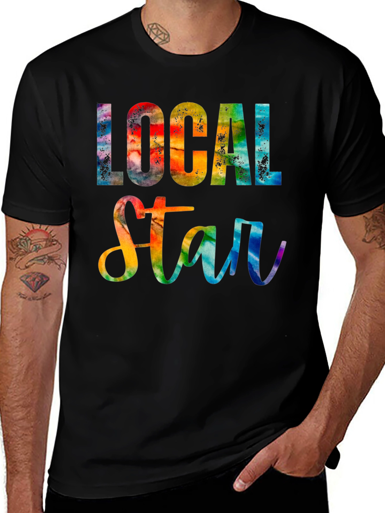 Variant 19 of Local Star Tie-Dye Graphic Tee - Men's Black T-Shirt