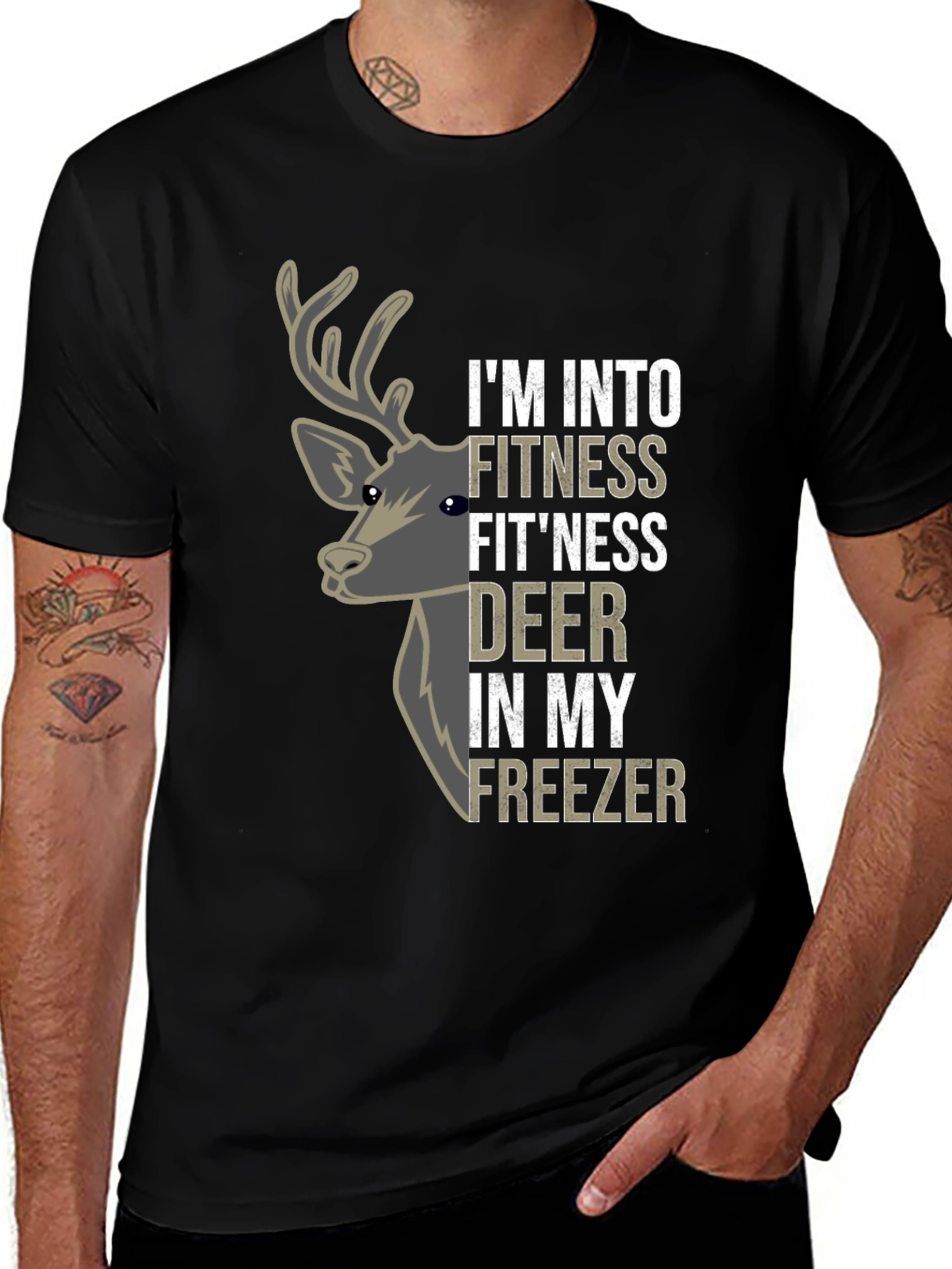 Variant 18 of Fitness Fit'ness Deer T-Shirt - Funny Hunting Tee
