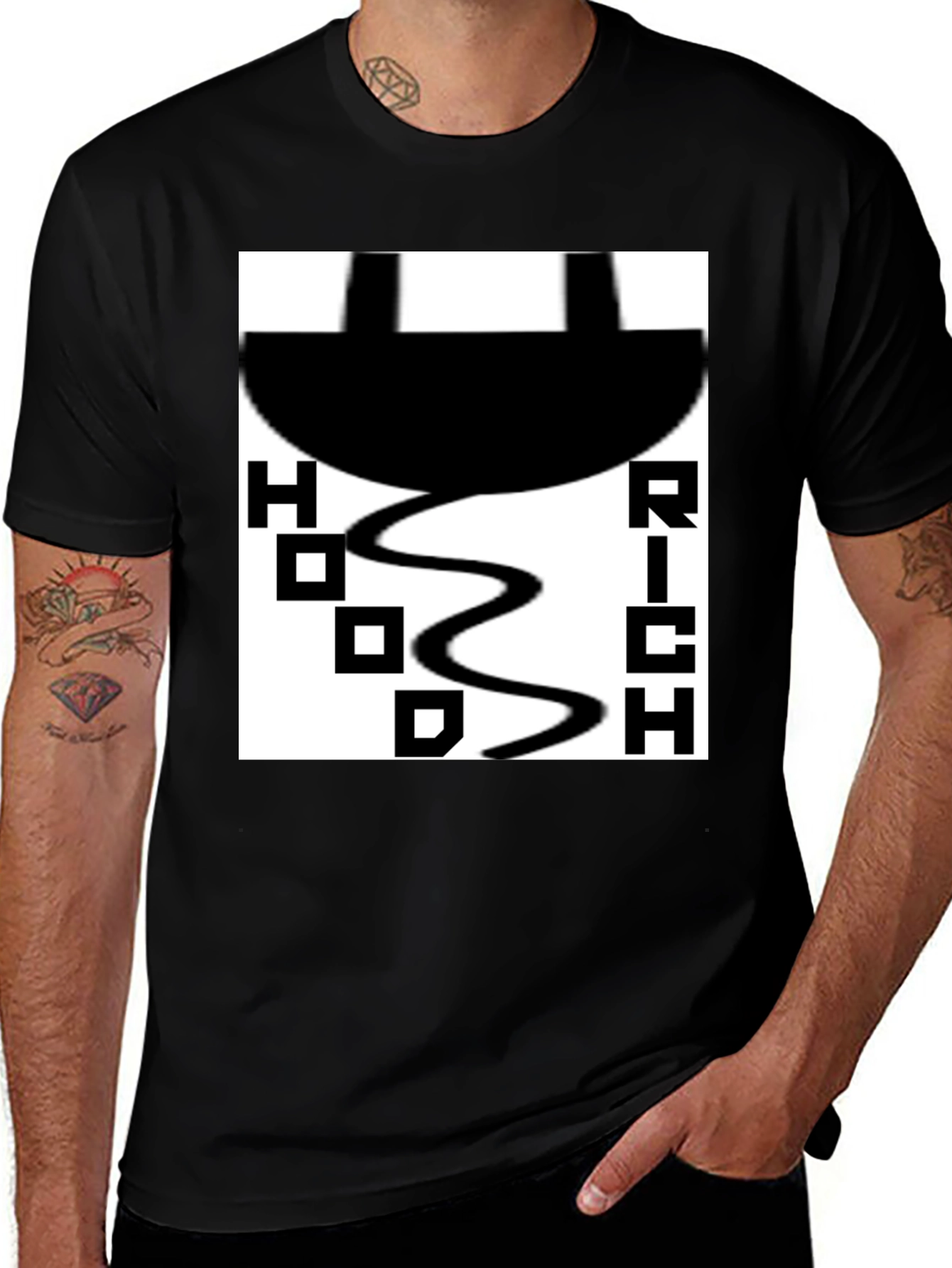 Variant 10 of Hood Rich Graphic Tee - Bold Streetwear Style