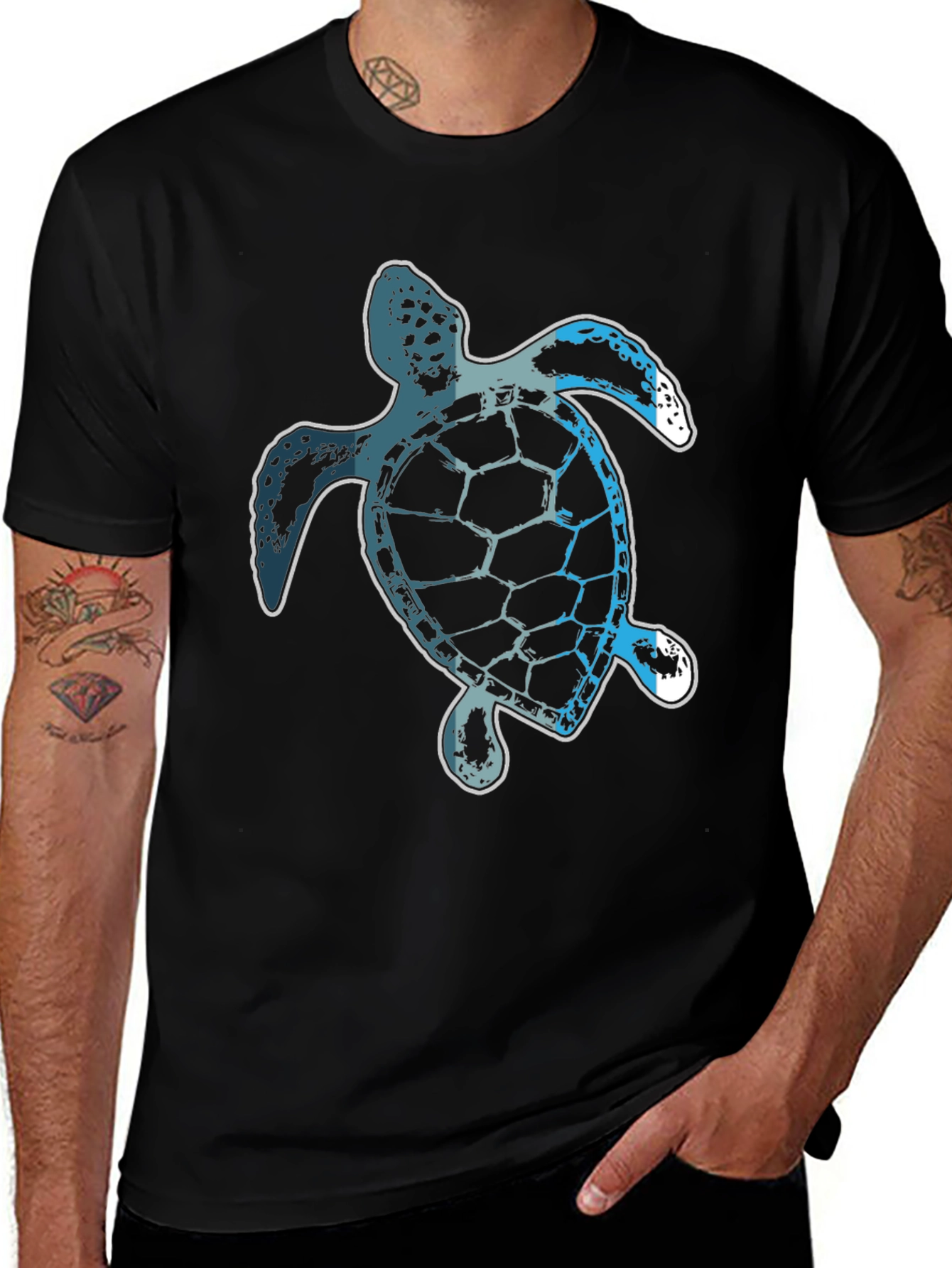 Variant 15 of Sea Turtle Graphic Tee - Black Casual T-Shirt