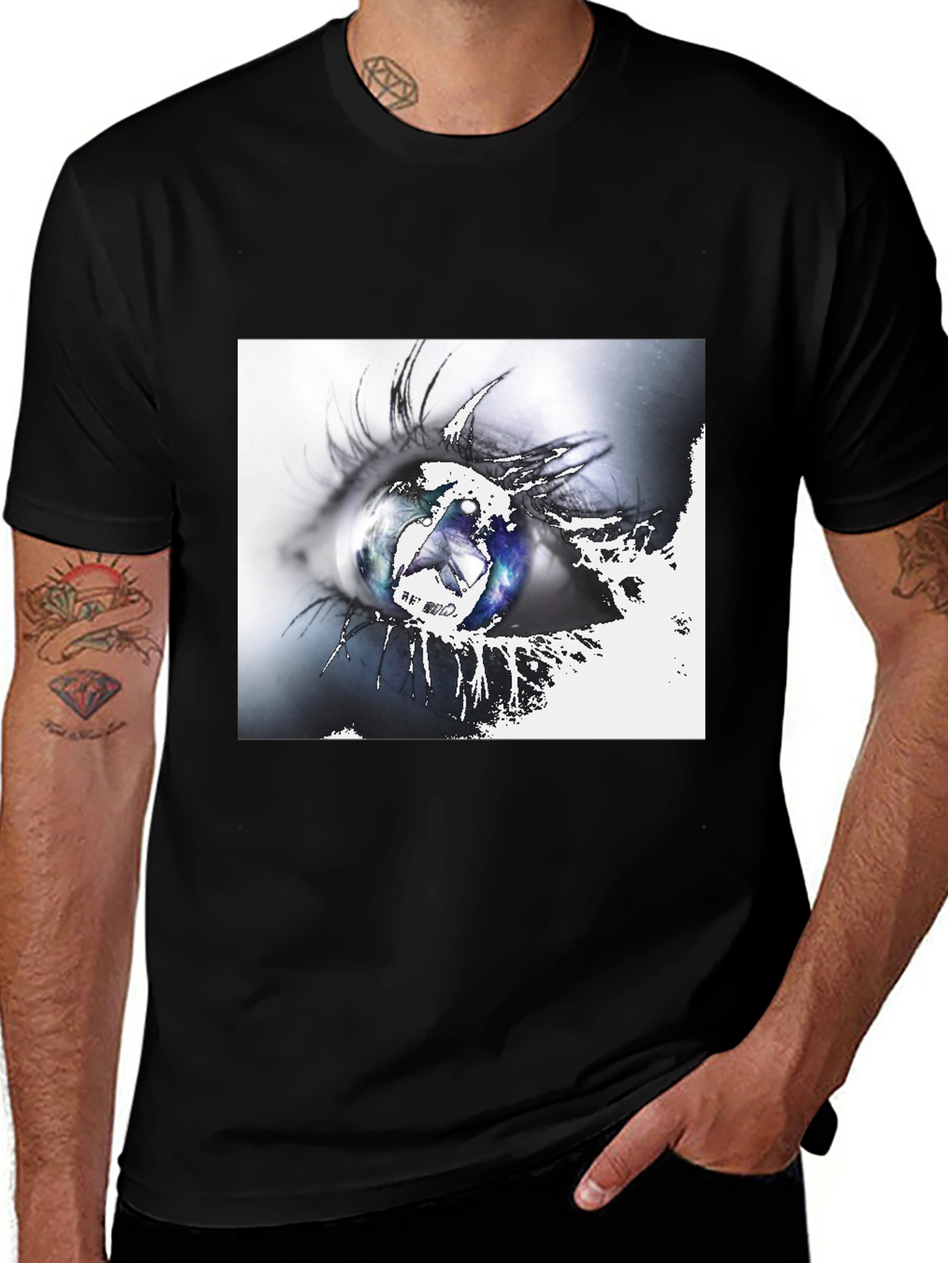 Variant 2 of Eye See Galaxy Graphic Tee - Black Cotton T-Shirt