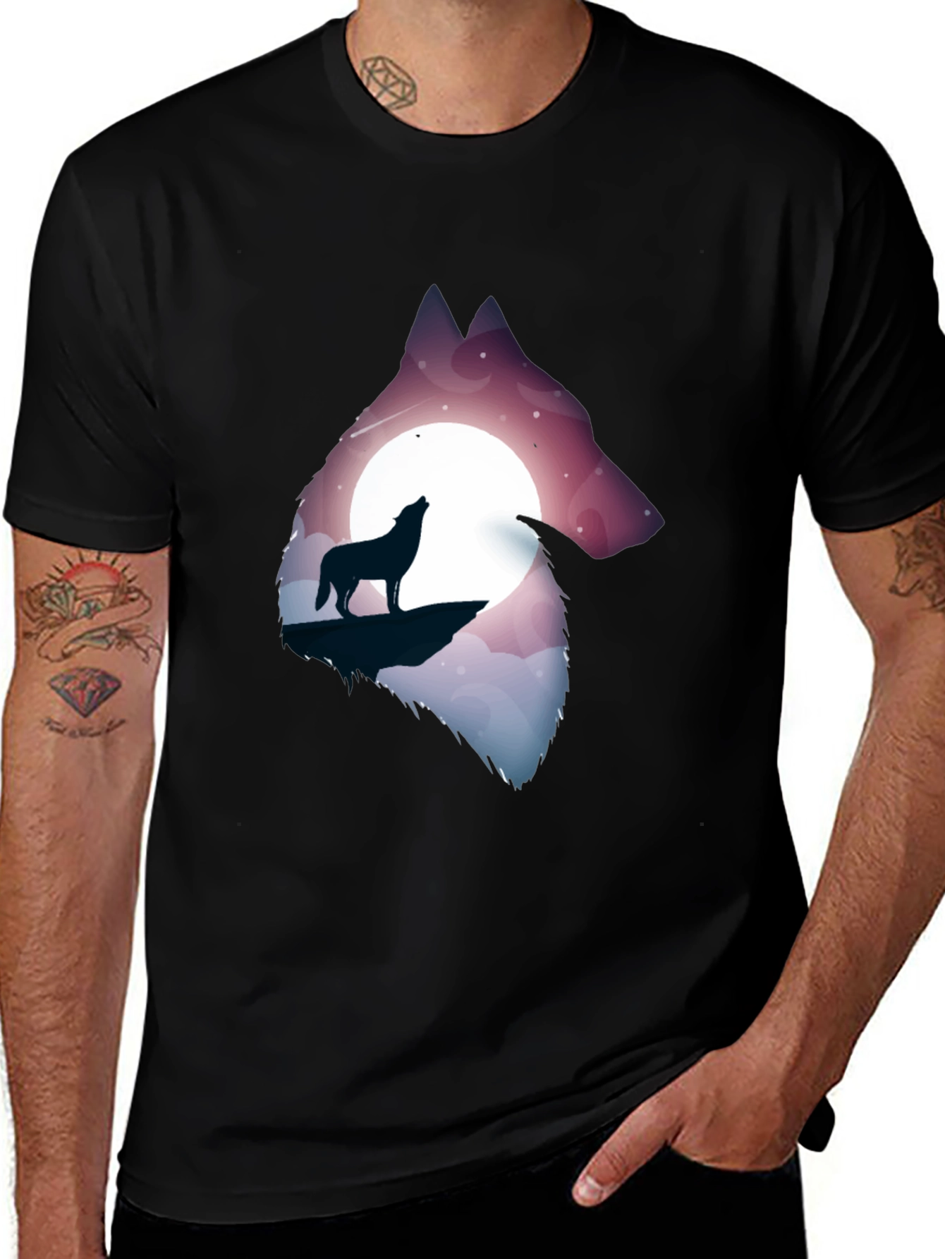 Variant 19 of Wolf Moon Graphic Tee - Stylish Black T-Shirt