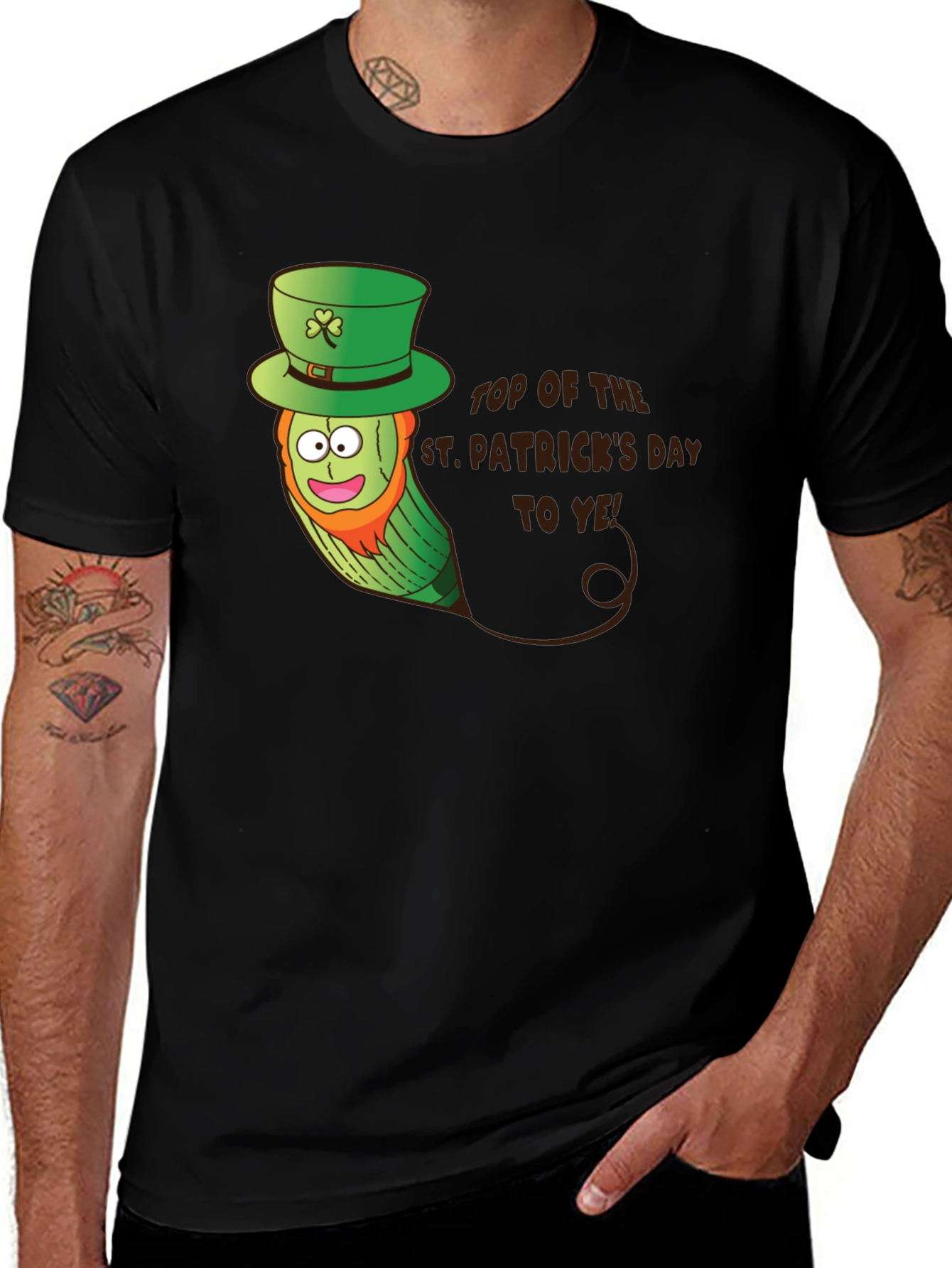Variant 16 of St. Patrick's Day Pickle T-Shirt - Black